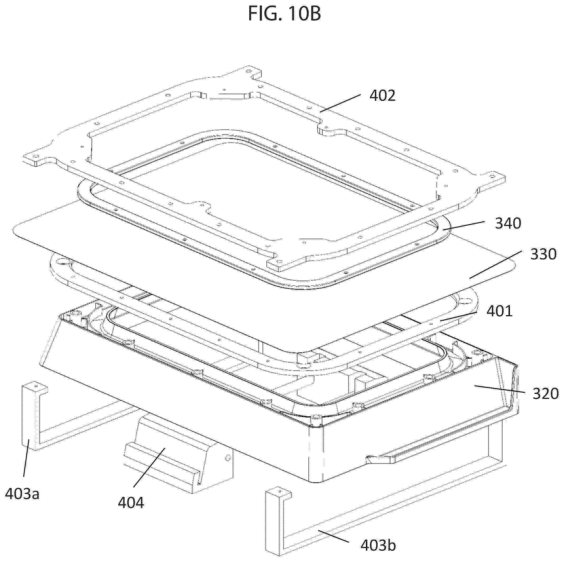 Patent US12576588 Figure 9 – Reservoir with substrate assembly for reducing separation forces in three-dimensional printing