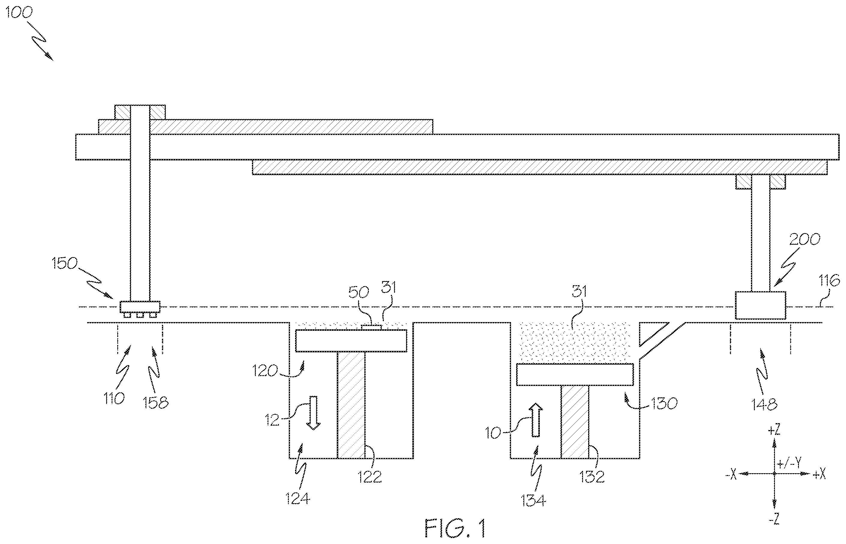 Patent US12576589 — Print and recoat assemblies for additive manufacturing systems and methods for using the same — Figure 1