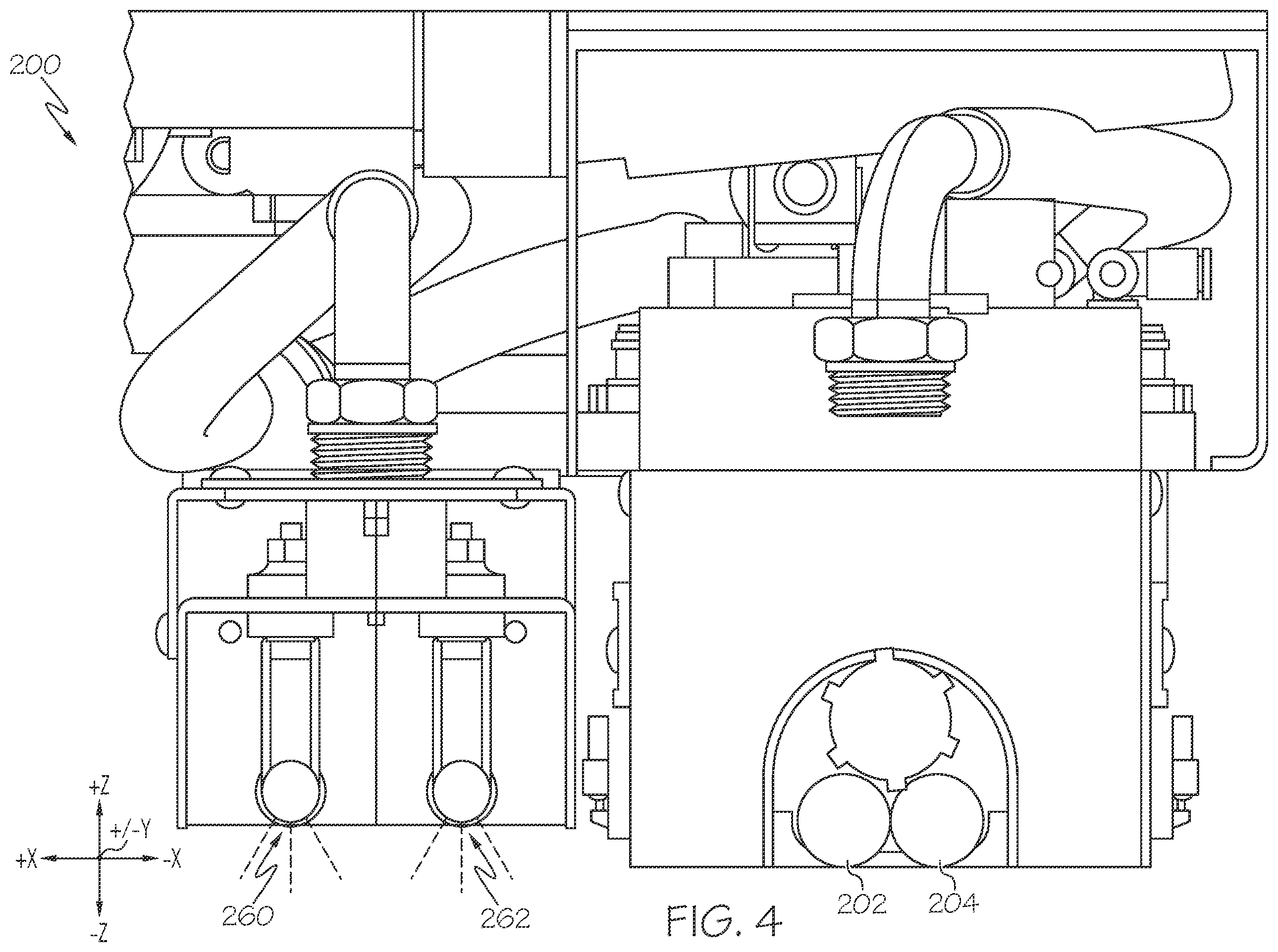 Patent US12576589 Figure 4 – Print and recoat assemblies for additive manufacturing systems and methods for using the same