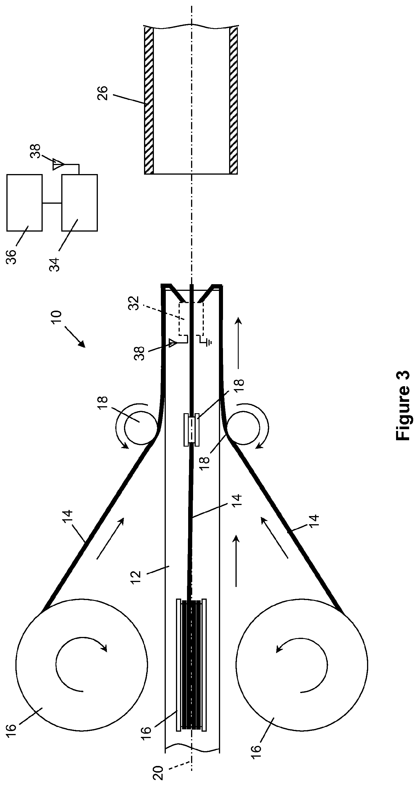 Patent US12576603 Figure 3 – Monitoring cable integrity during pipeline manufacture