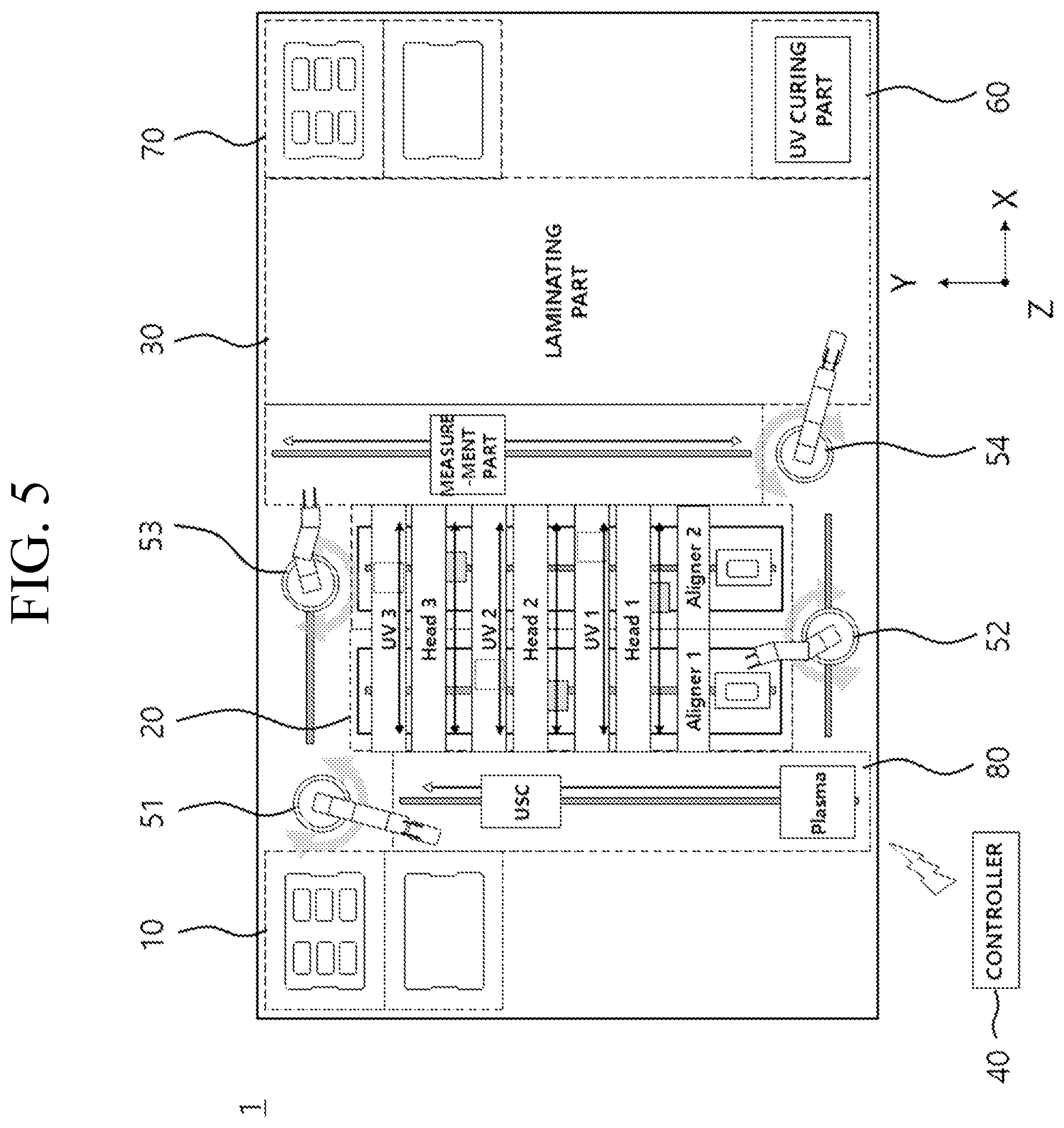 Patent US12576629 Figure 5 – Adhesive layer forming apparatus and display device manufacturing system including the same