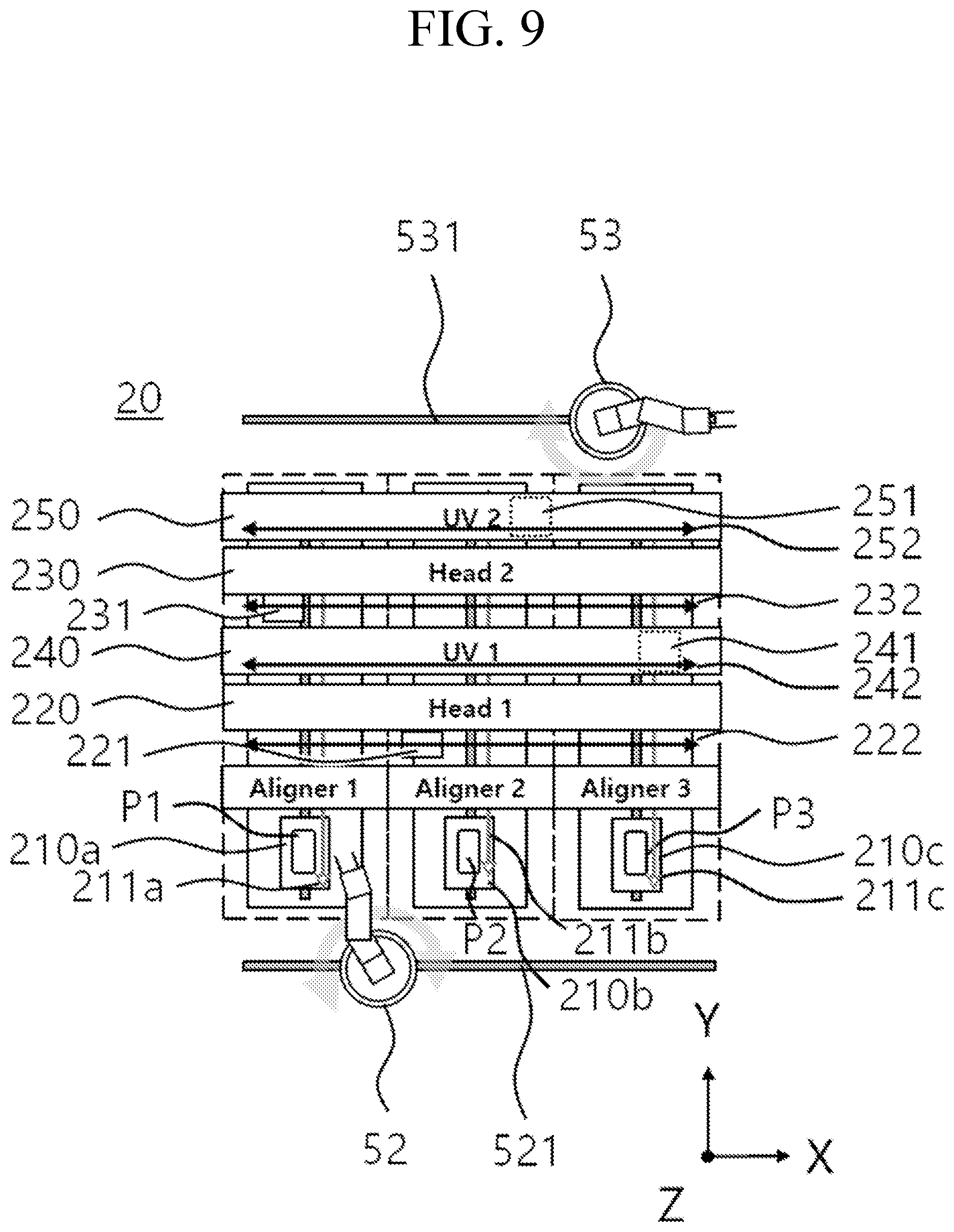Patent US12576629 Figure 9 – Adhesive layer forming apparatus and display device manufacturing system including the same
