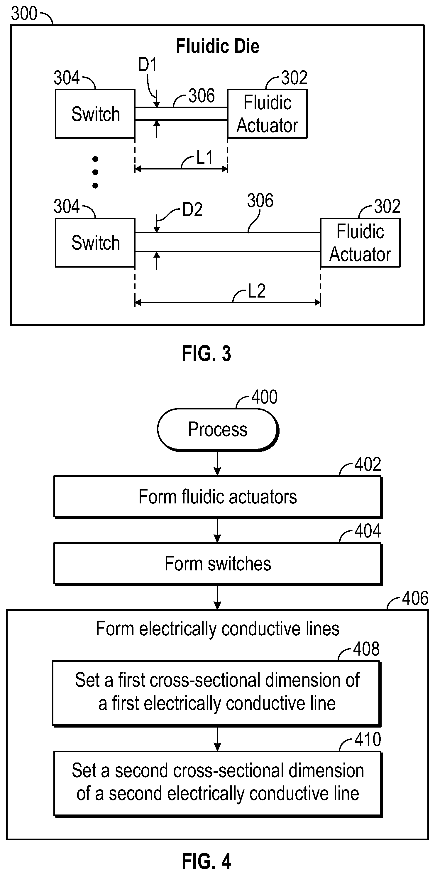 Patent US12576633 Figure 3 – Matching electrically conductive line resistances to switches in fluidic dies