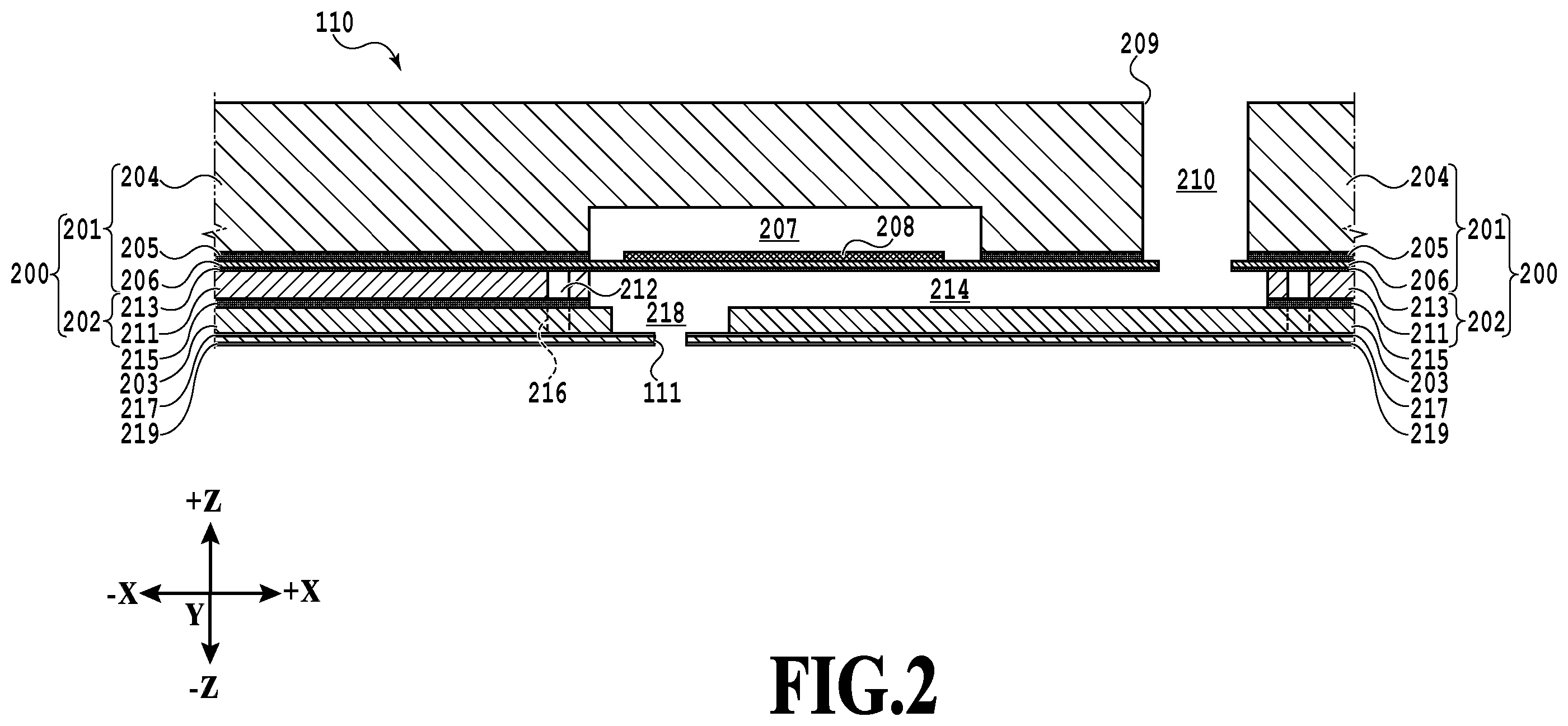 Patent US12576641 Figure 2 – Channel-forming substrate, print head, and method of manufacturing channel-forming substrate