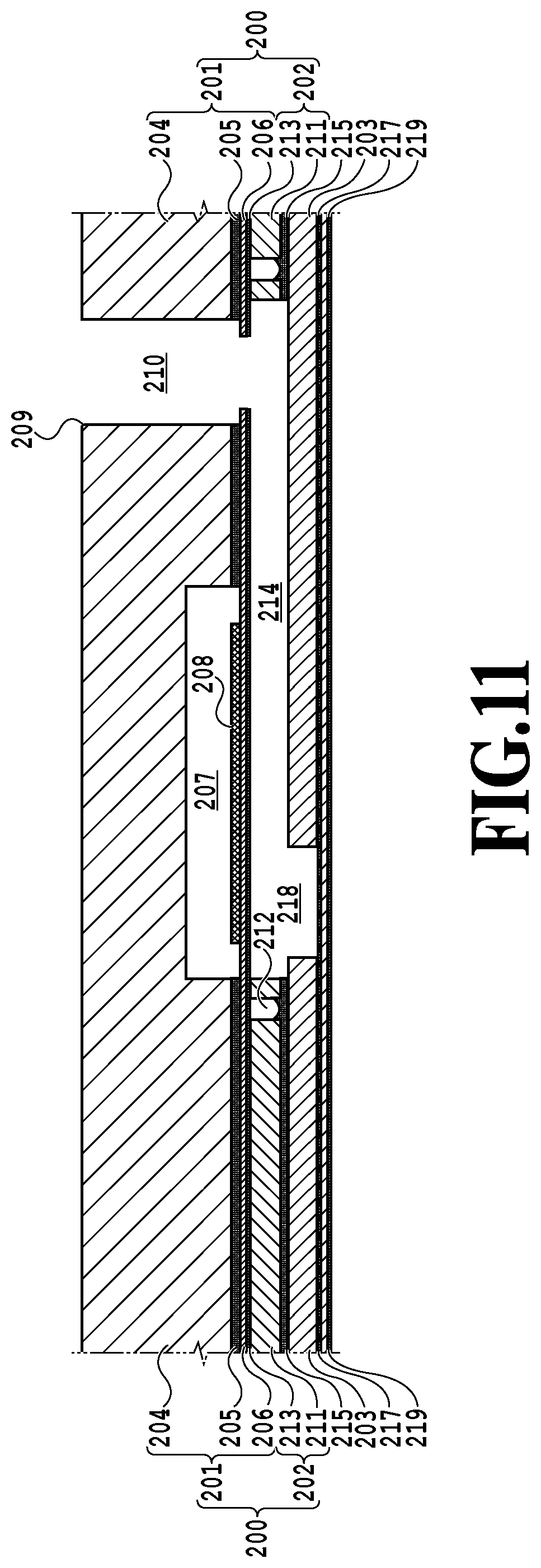 Patent US12576641 Figure 11 – Channel-forming substrate, print head, and method of manufacturing channel-forming substrate