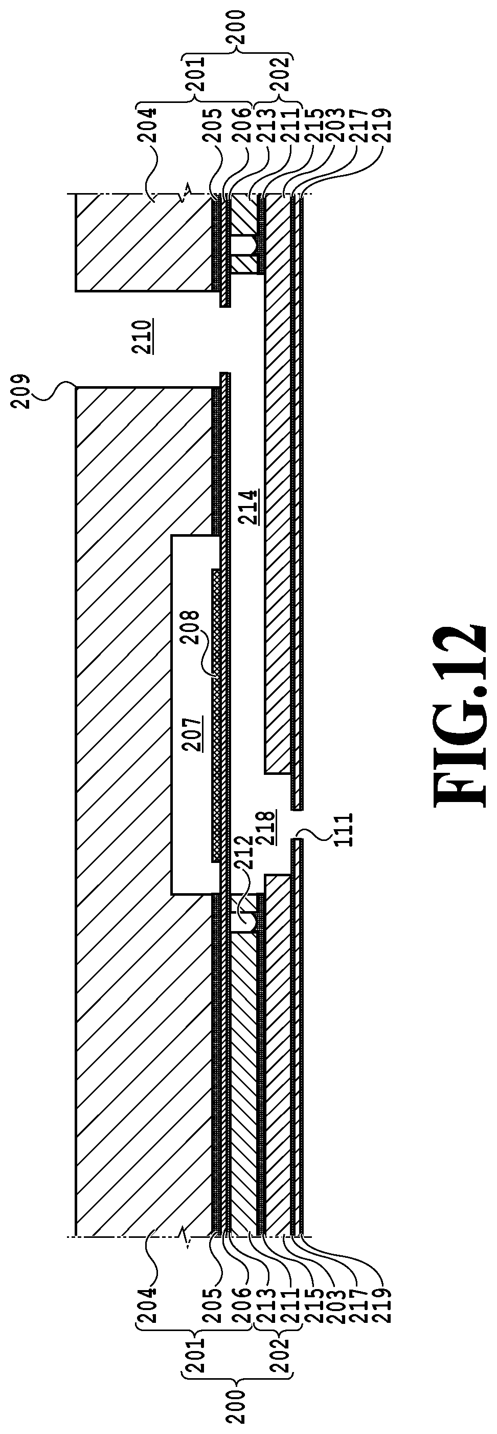 Patent US12576641 Figure 12 – Channel-forming substrate, print head, and method of manufacturing channel-forming substrate