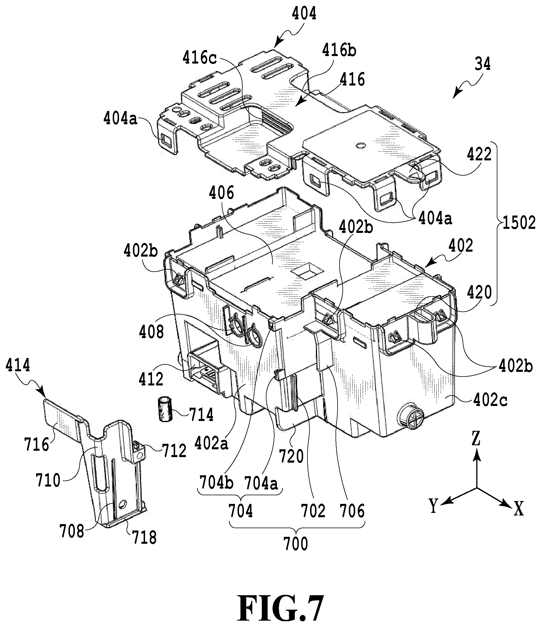 Patent US12576645 Figure 7 – Waste ink tank and printing apparatus in which the tank includes a substantially box-shaped container provided with an insertion port that can be shielded
