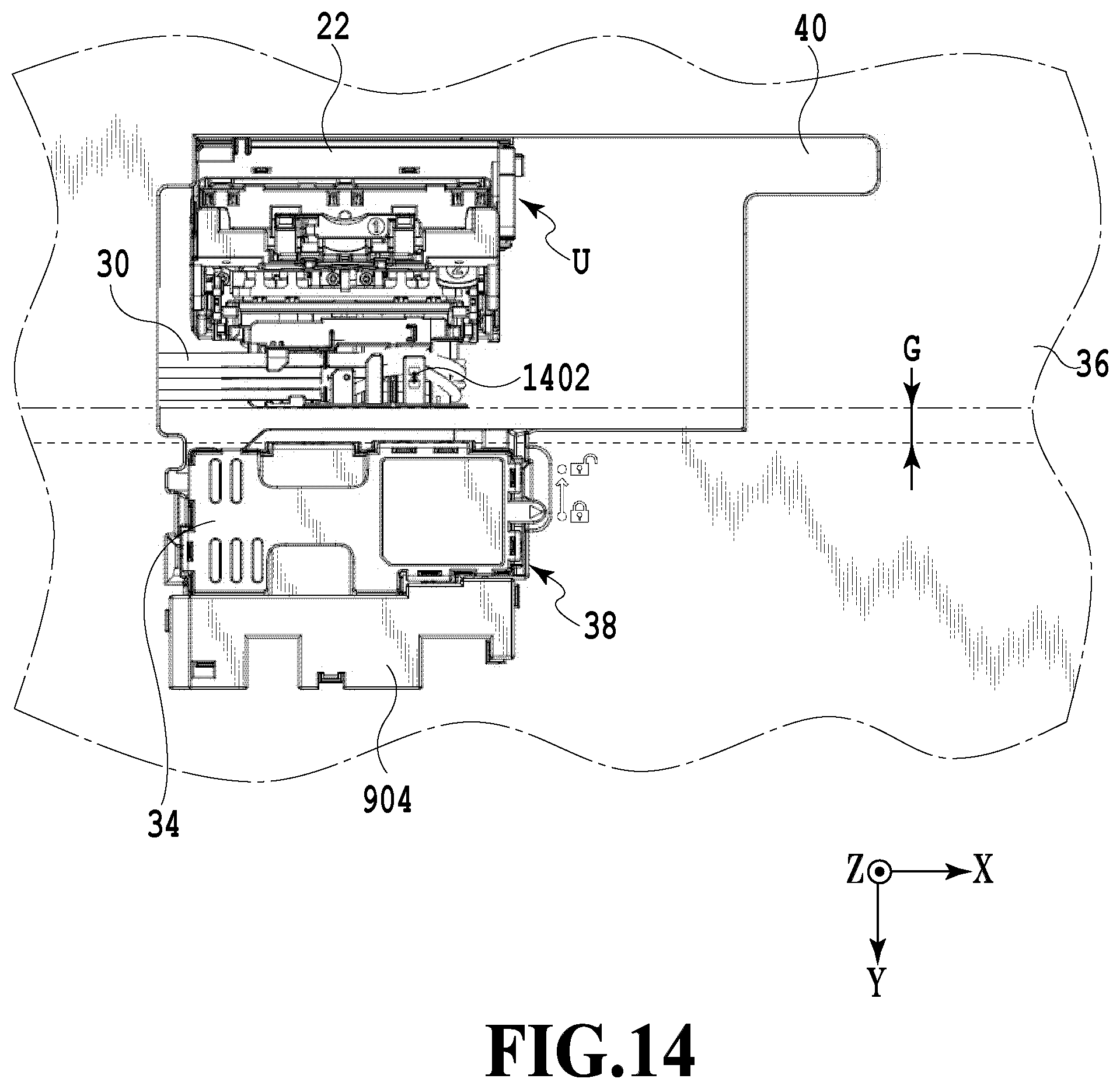 Patent US12576645 Figure 14 – Waste ink tank and printing apparatus in which the tank includes a substantially box-shaped container provided with an insertion port that can be shielded