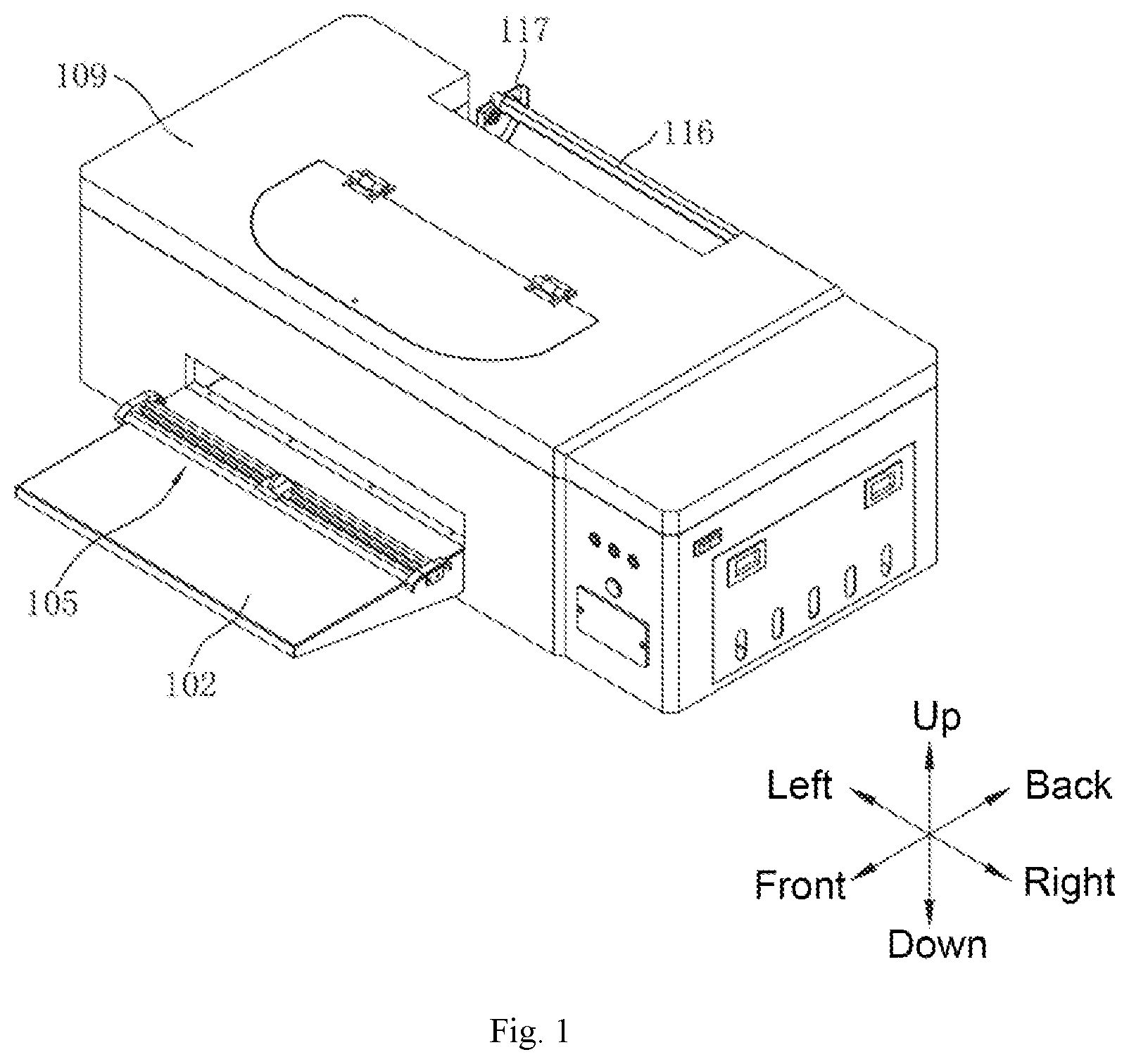 Patent US12576652 Figure 1 – Ultraviolet (UV) light-emitting diode (LED) inkjet printer