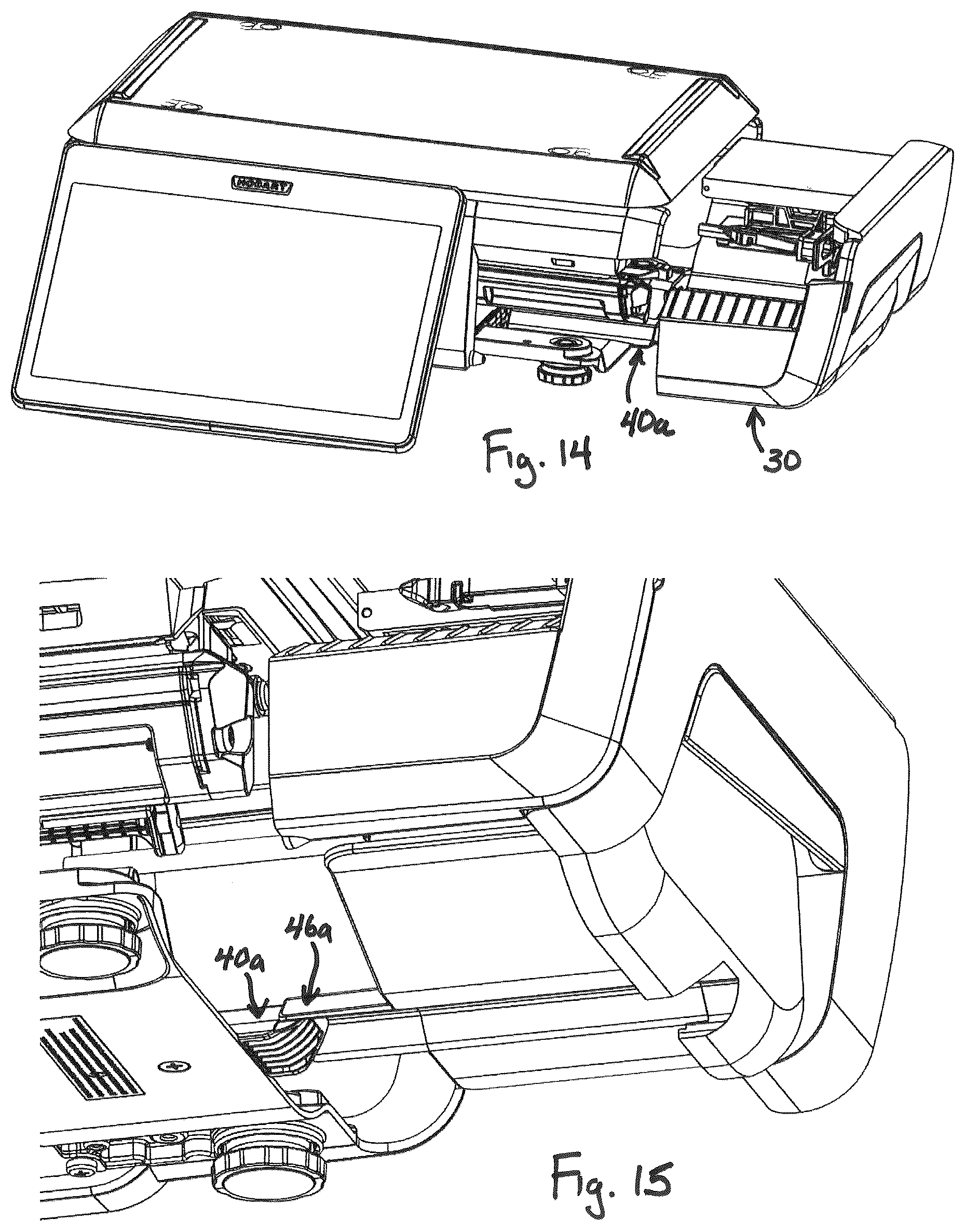 Patent US12576653 Figure 8 – Food product scale and associated label cassette with cassette load features