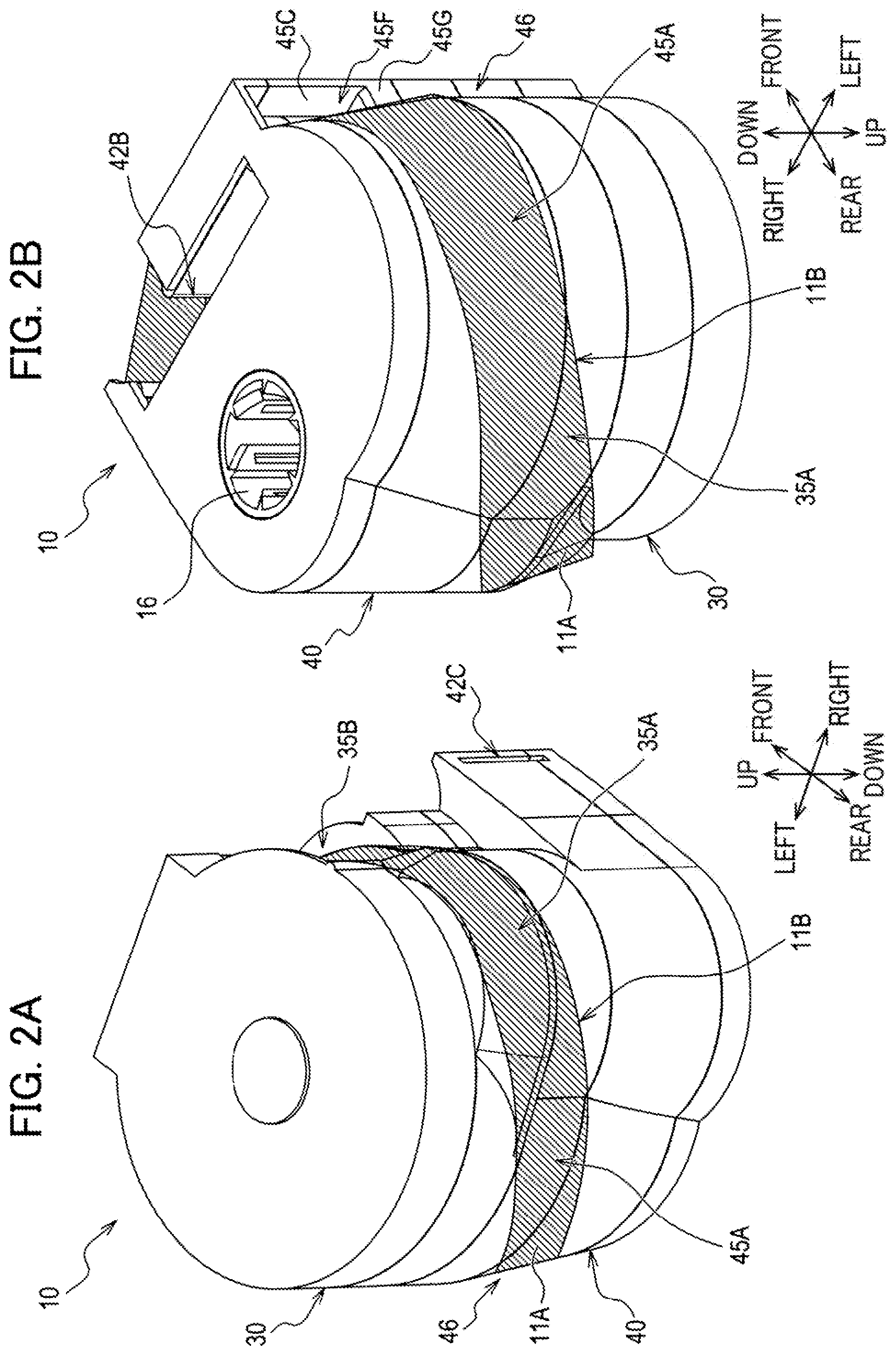 Patent US12576656 Figure 2 – Auxiliary tape cassette including auxiliary tape, gear, and case that accommodates therein at least a part of auxiliary tape and at least a part of gear