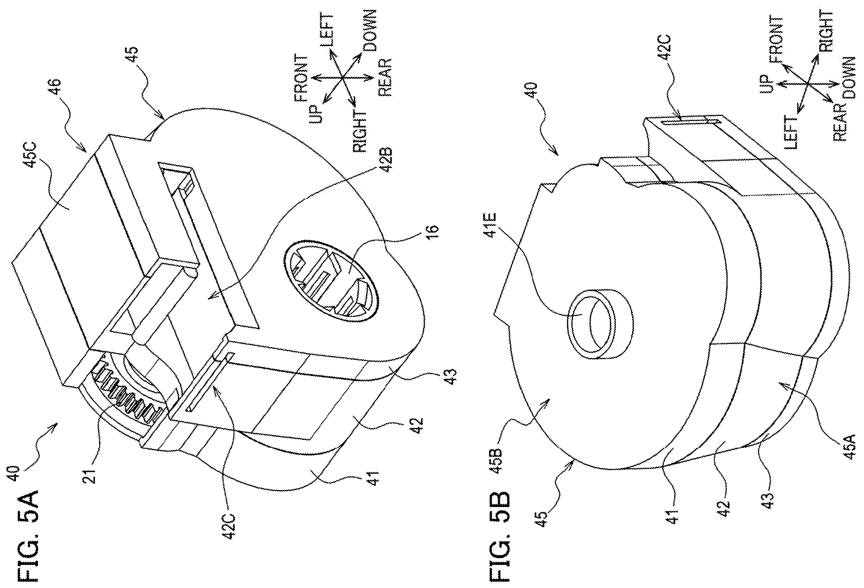 Patent US12576656 Figure 5 – Auxiliary tape cassette including auxiliary tape, gear, and case that accommodates therein at least a part of auxiliary tape and at least a part of gear