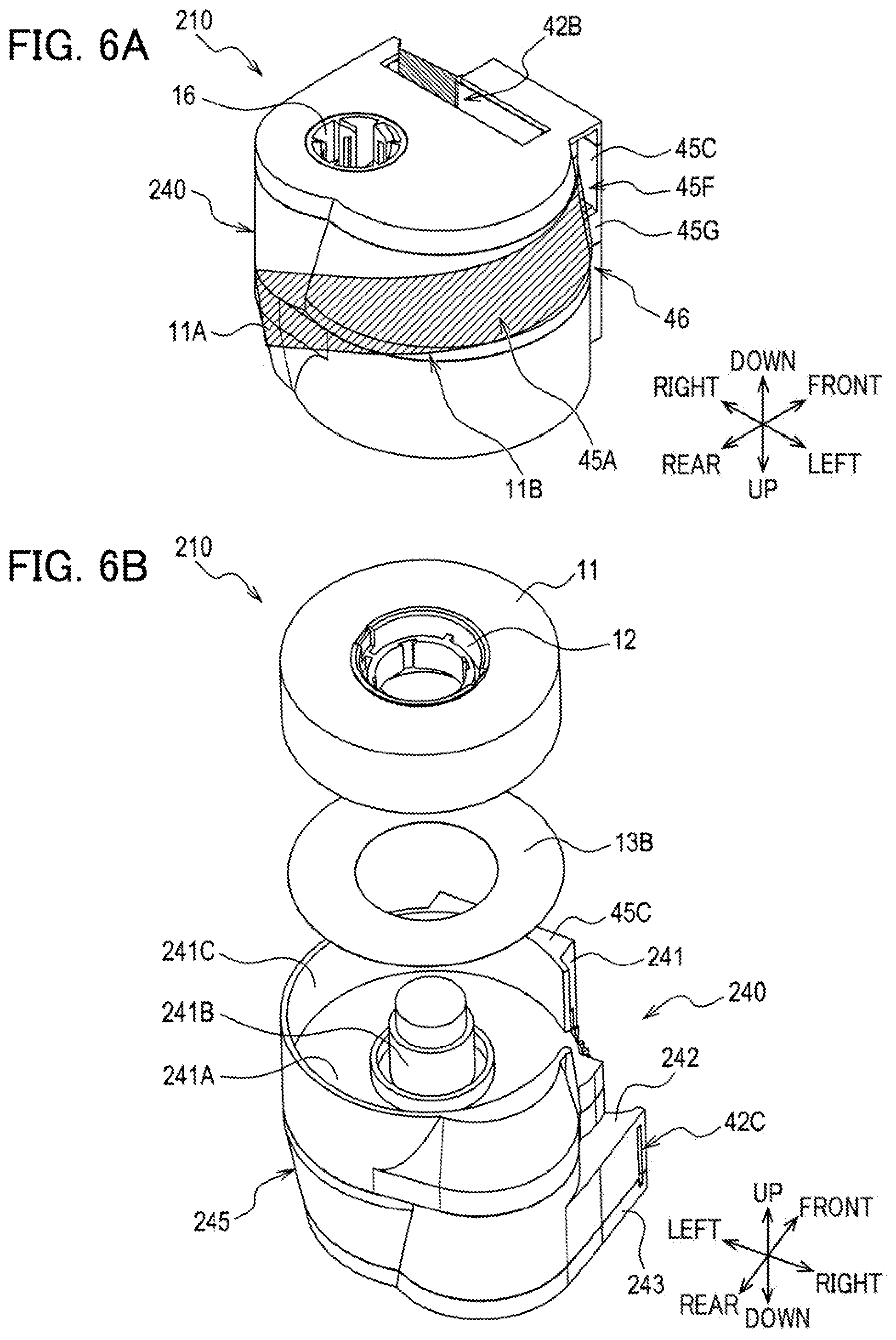 Patent US12576656 Figure 6 – Auxiliary tape cassette including auxiliary tape, gear, and case that accommodates therein at least a part of auxiliary tape and at least a part of gear