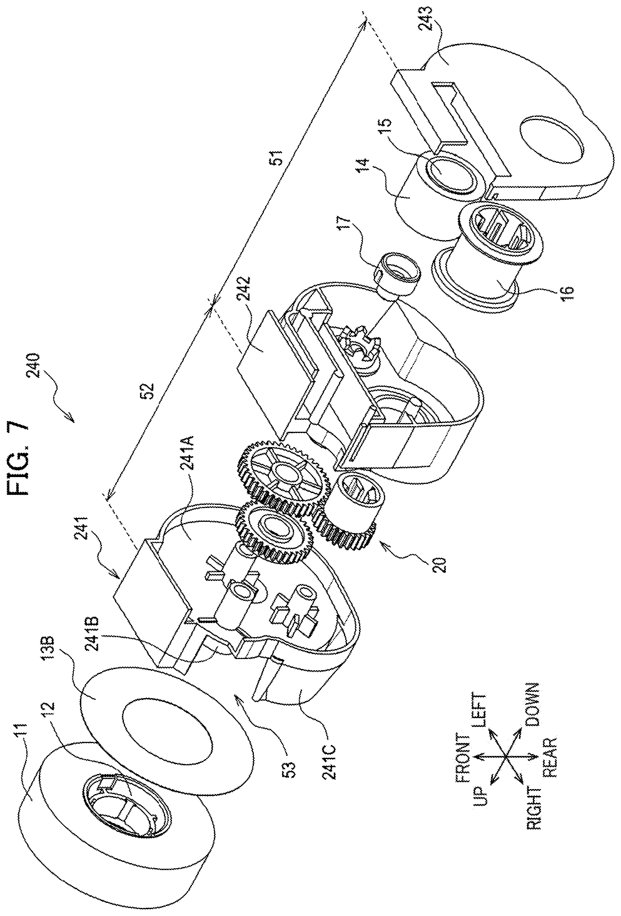Patent US12576656 Figure 7 – Auxiliary tape cassette including auxiliary tape, gear, and case that accommodates therein at least a part of auxiliary tape and at least a part of gear