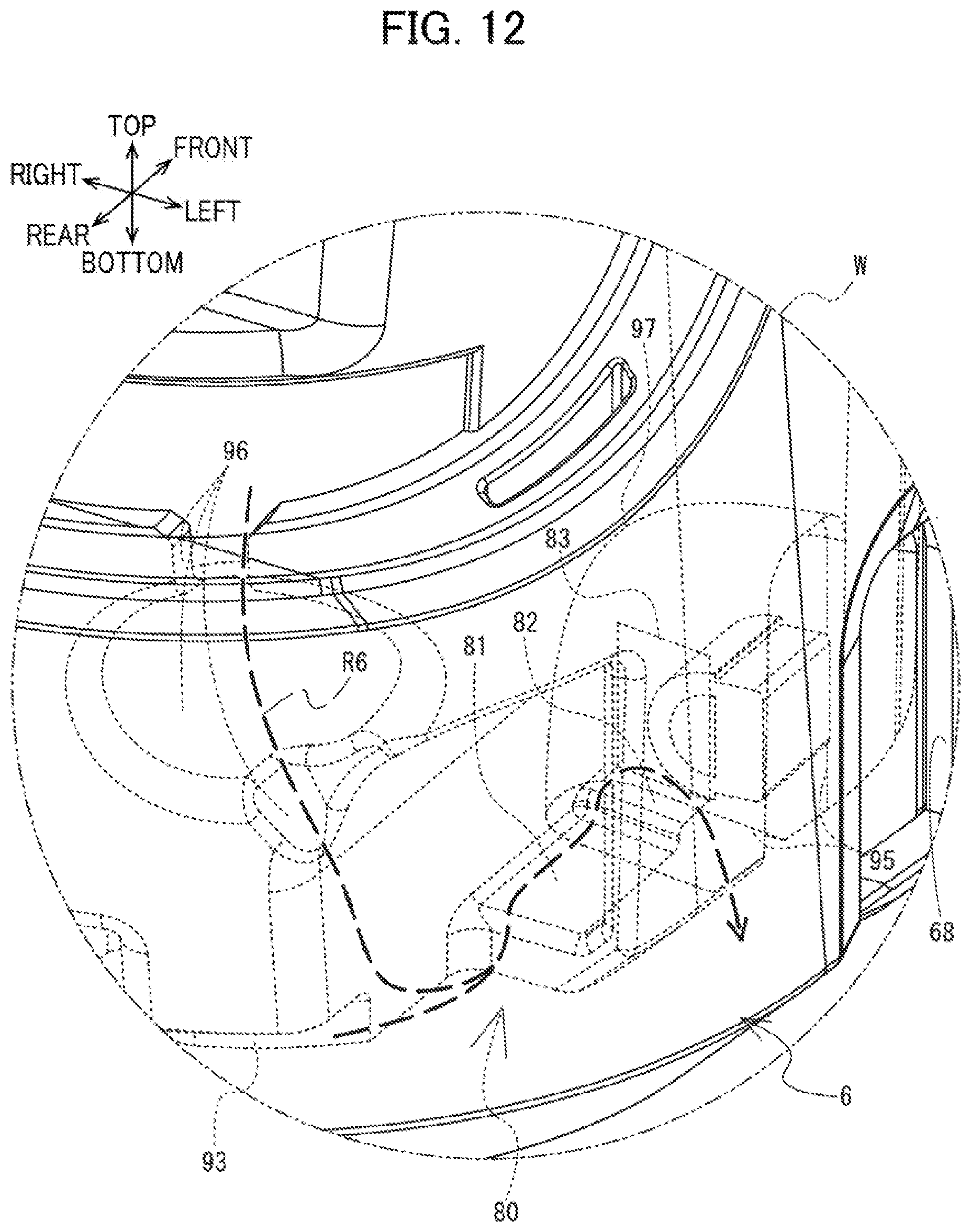 Patent US12576657 Figure 12 – Printing device having guide channel for guiding liquid discharged from housing toward outside of the printing device
