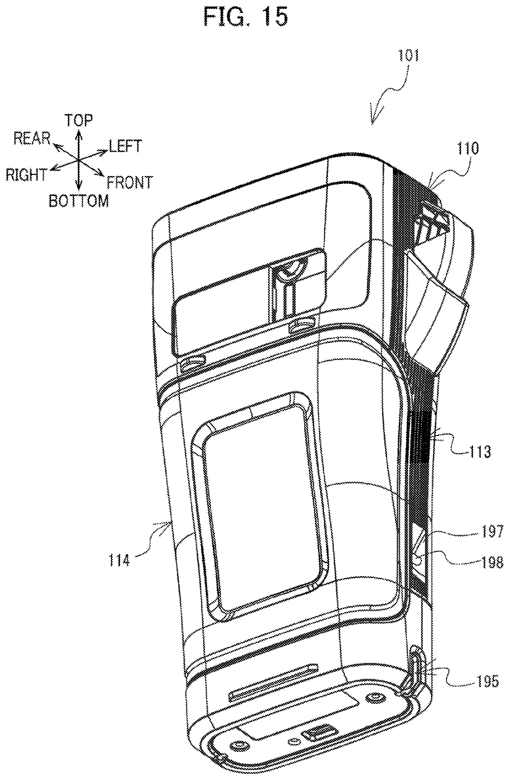 Patent US12576657 Figure 15 – Printing device having guide channel for guiding liquid discharged from housing toward outside of the printing device