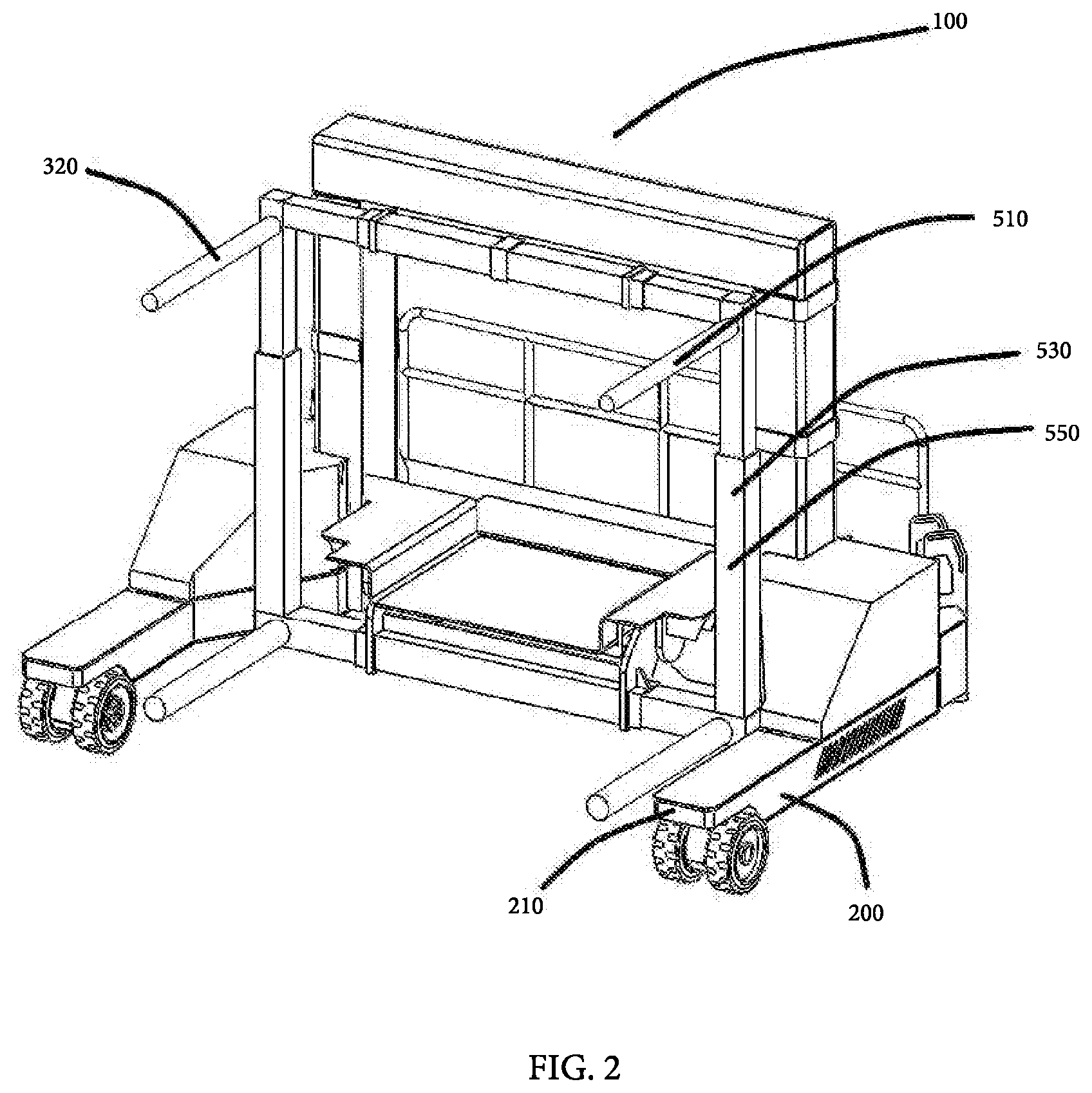 Patent US12576671 Figure 2 – Tire handler having tire lay flat capability