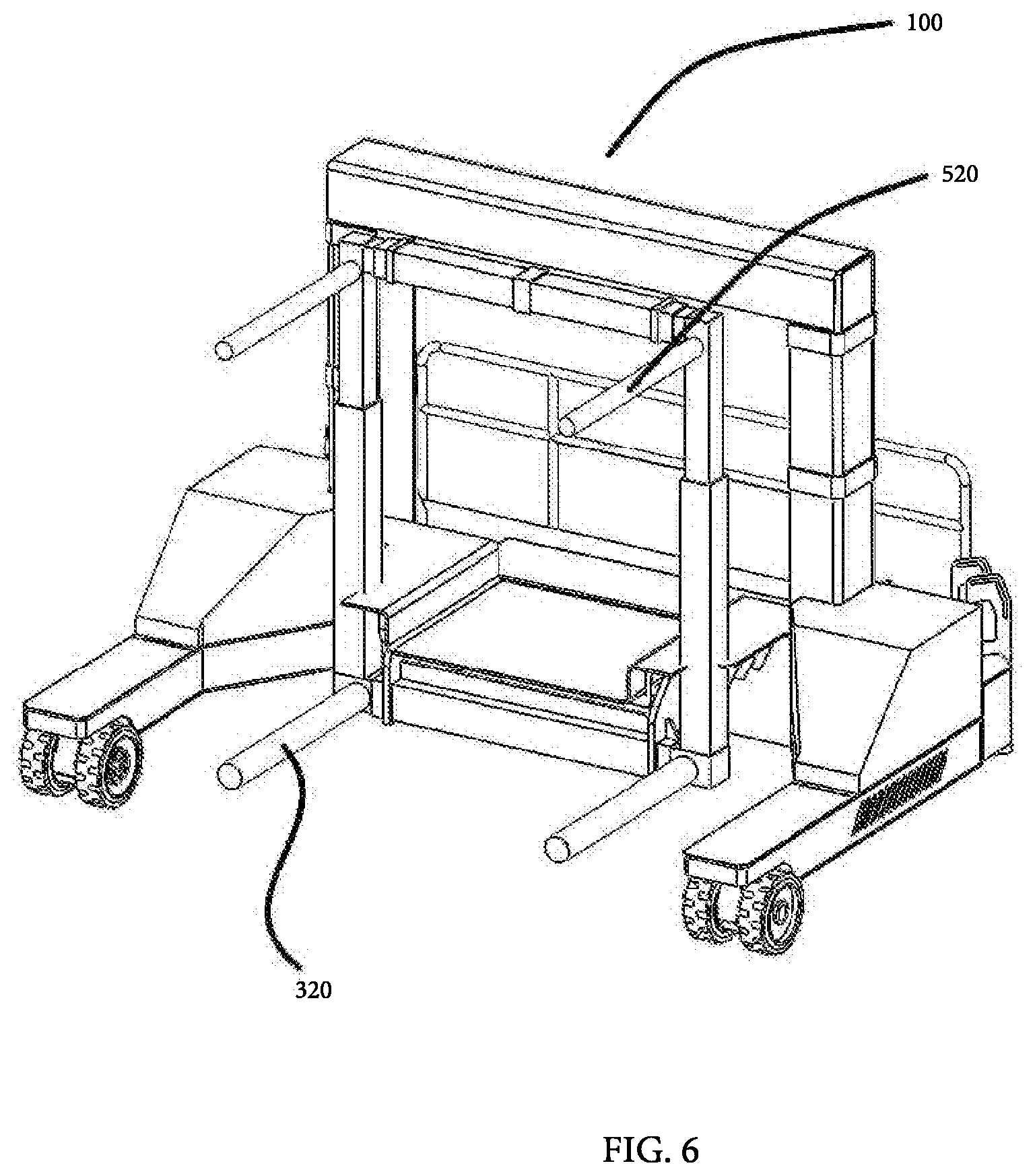 Patent US12576671 Figure 6 – Tire handler having tire lay flat capability