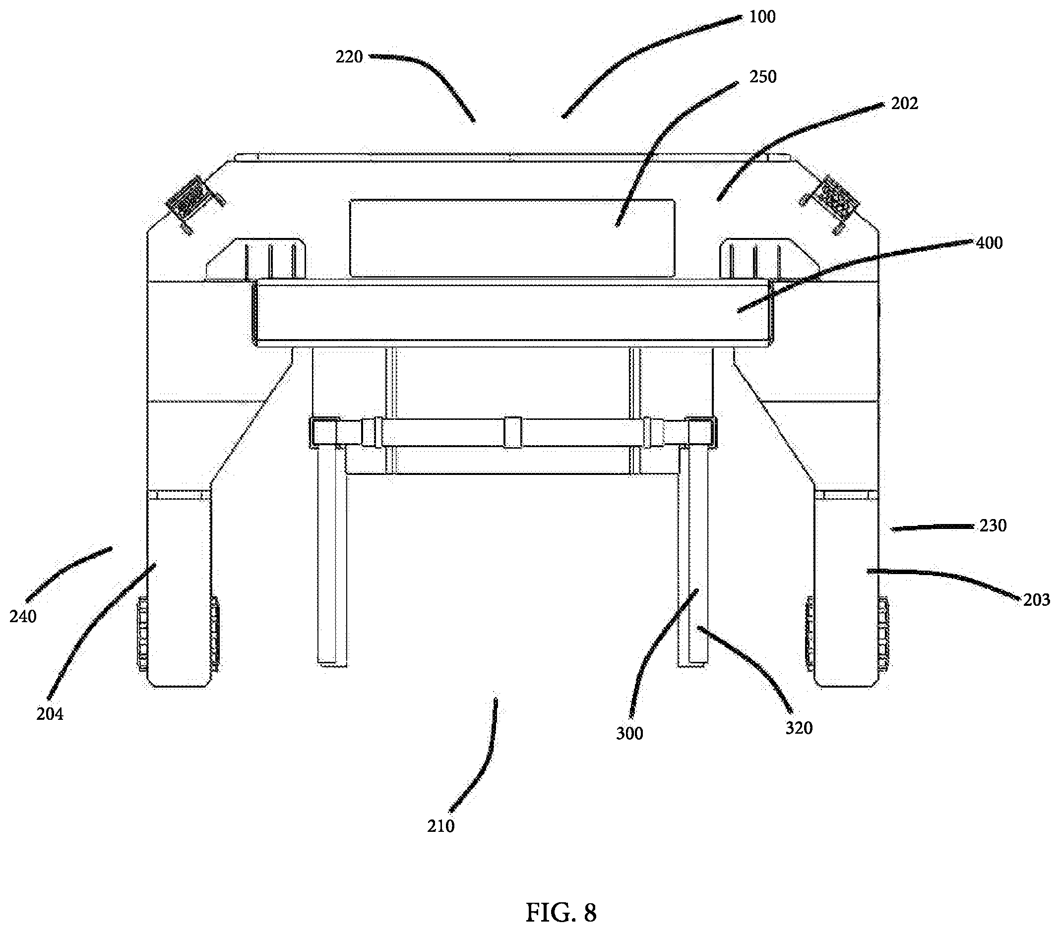 Patent US12576671 Figure 8 – Tire handler having tire lay flat capability