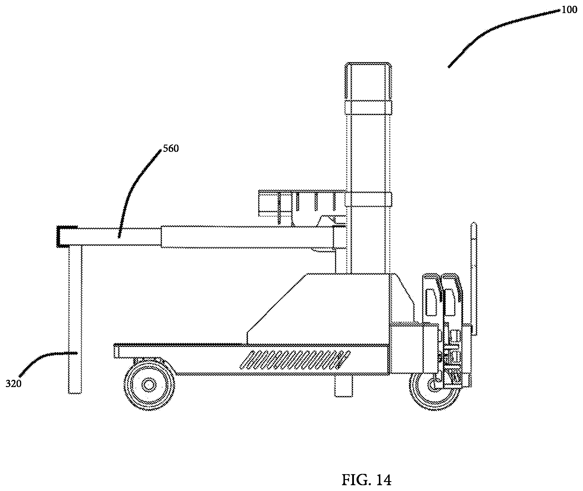 Patent US12576671 Figure 14 – Tire handler having tire lay flat capability