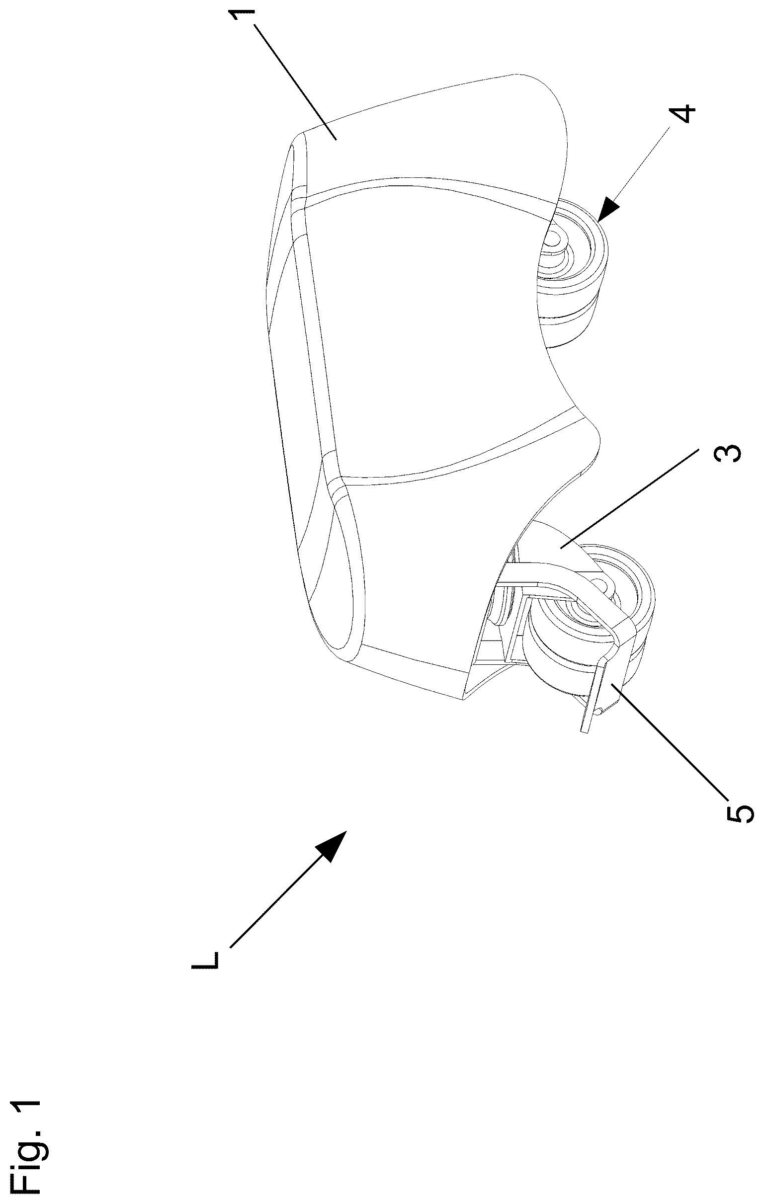 Patent US12576672 Figure 1 – Swivel castor arrangement for a piece of furniture and a bed with the swivel castor arrangement