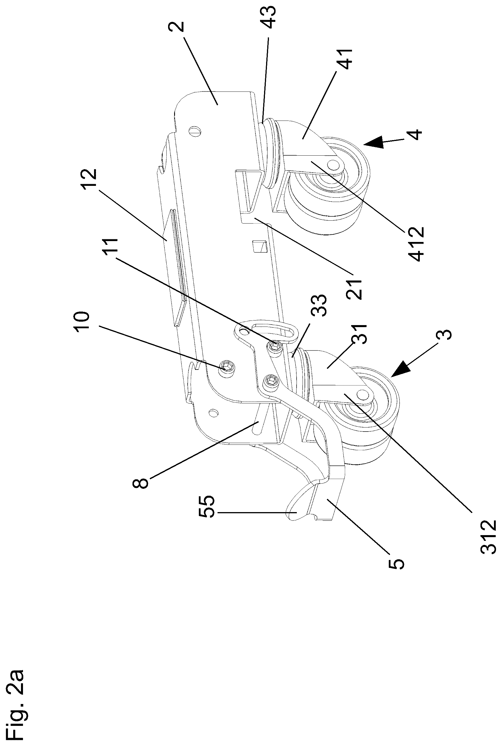 Patent US12576672 Figure 3 – Swivel castor arrangement for a piece of furniture and a bed with the swivel castor arrangement