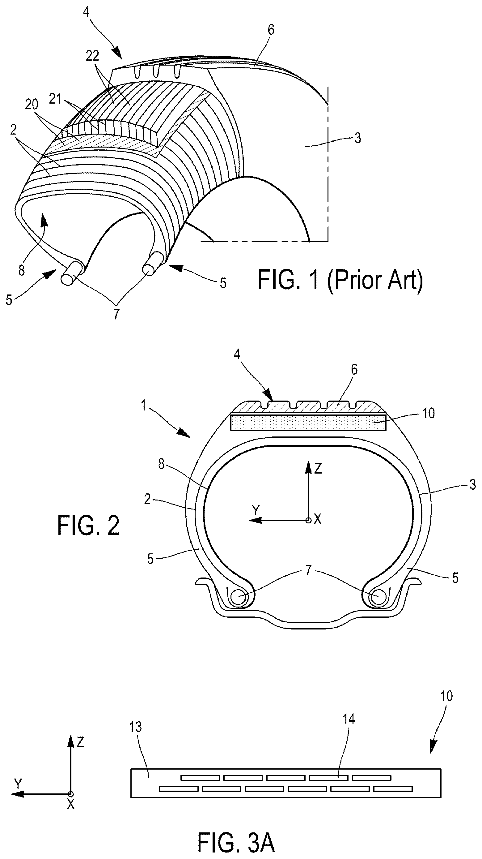 Patent US12576673 — Tire comprising reinforcing elements in the form of laminated strips — Figure 1