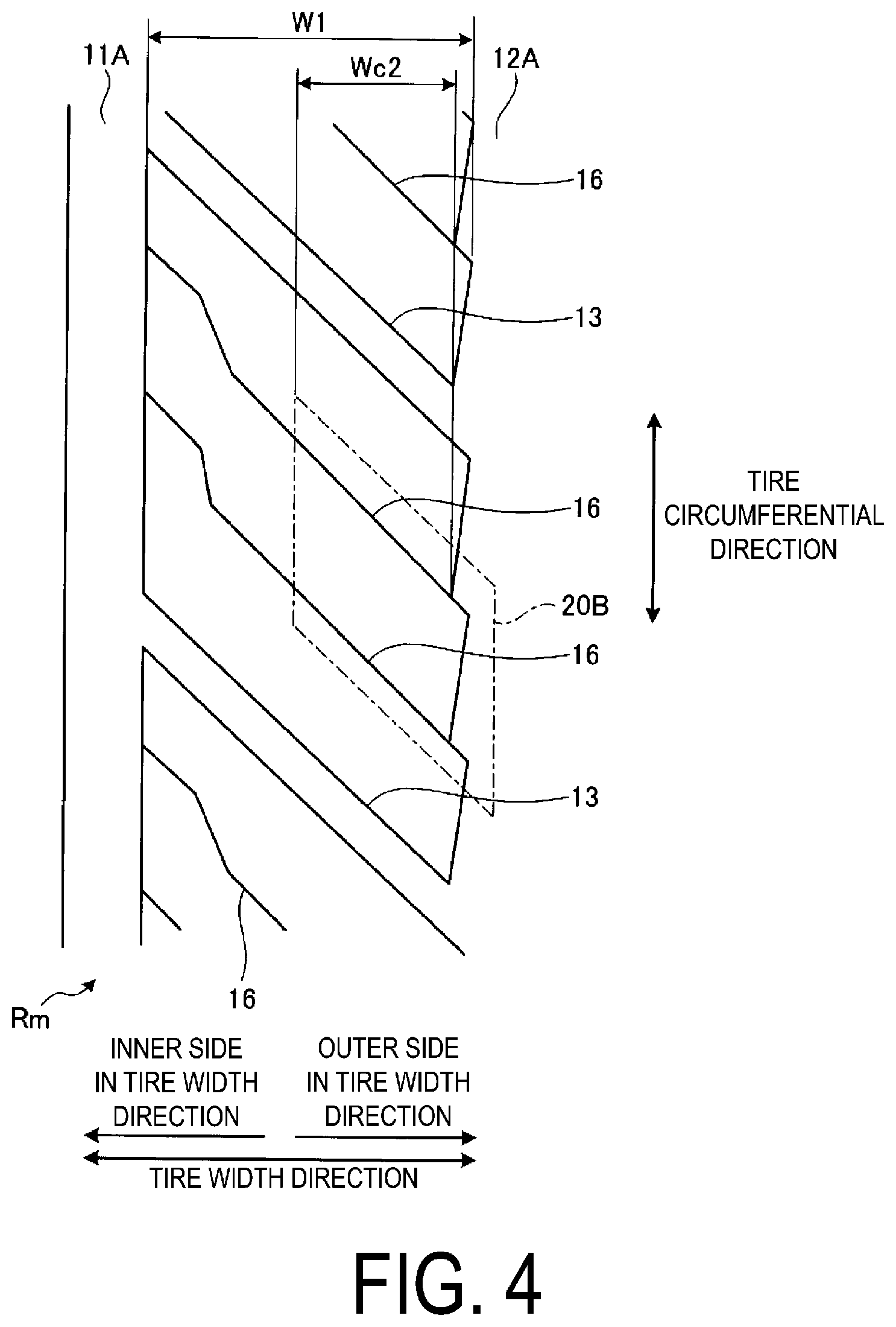 Patent US12576674 Figure 4 – Pneumatic tire