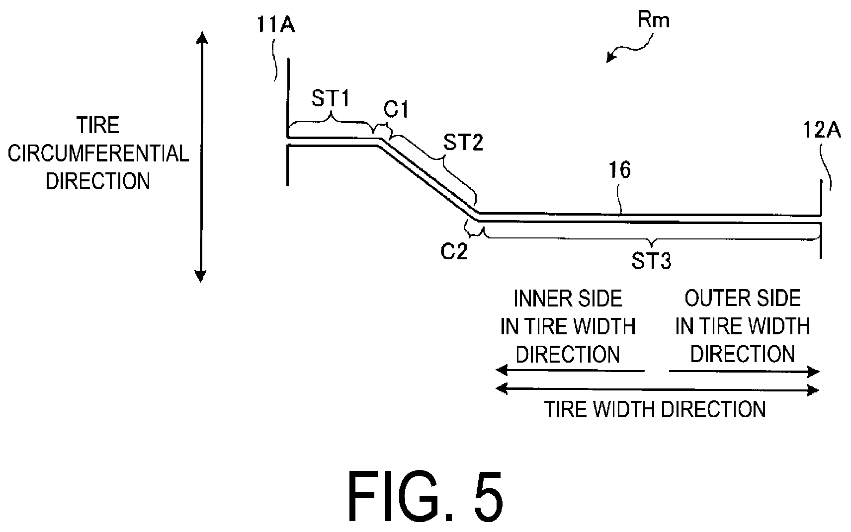 Patent US12576674 Figure 5 – Pneumatic tire
