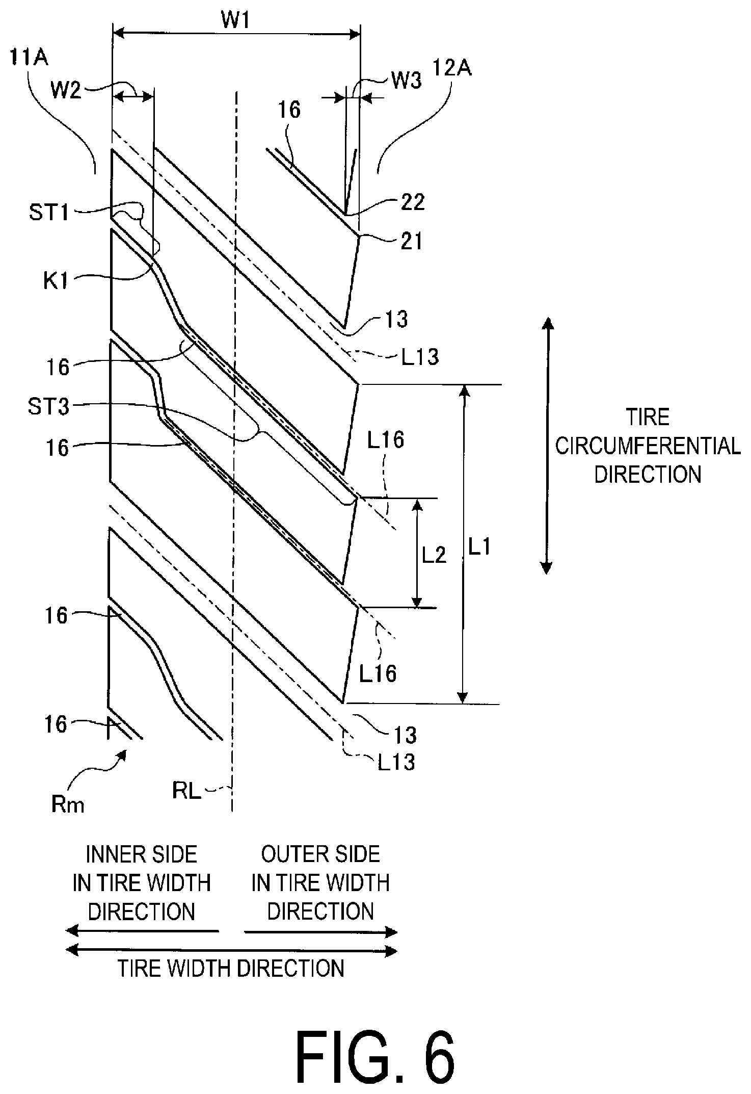 Patent US12576674 Figure 6 – Pneumatic tire
