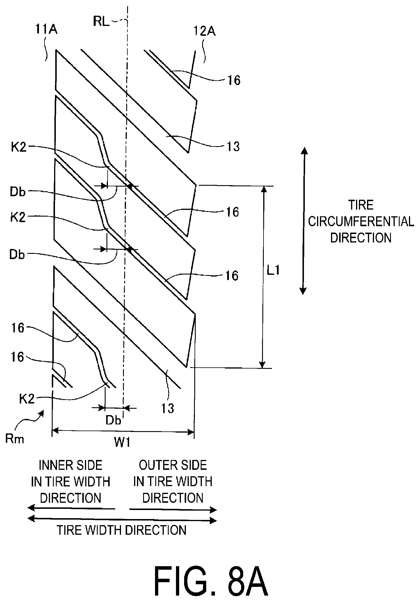 Patent US12576674 Figure 8 – Pneumatic tire