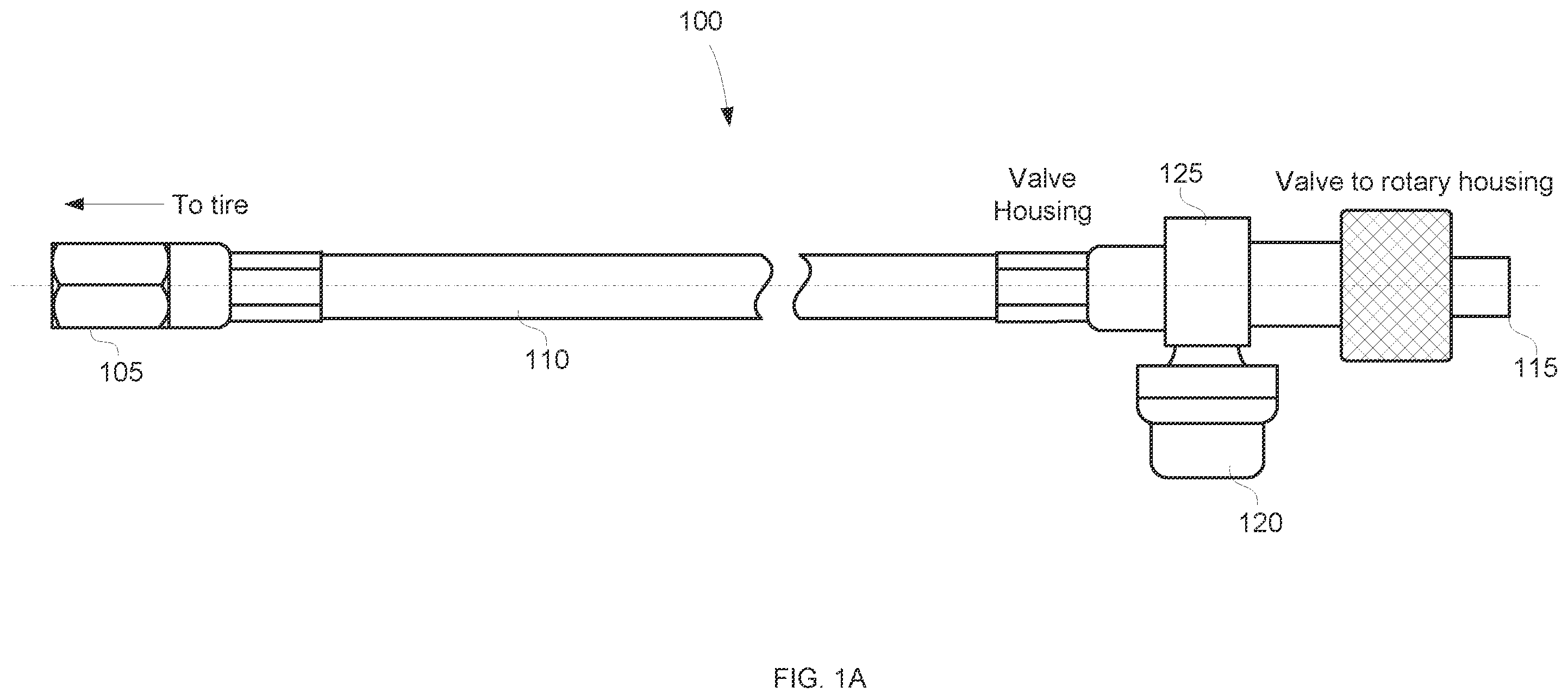 Patent US12576676 — Automatic tire inflation system hose with integrated TPMS sensor — Figure 1