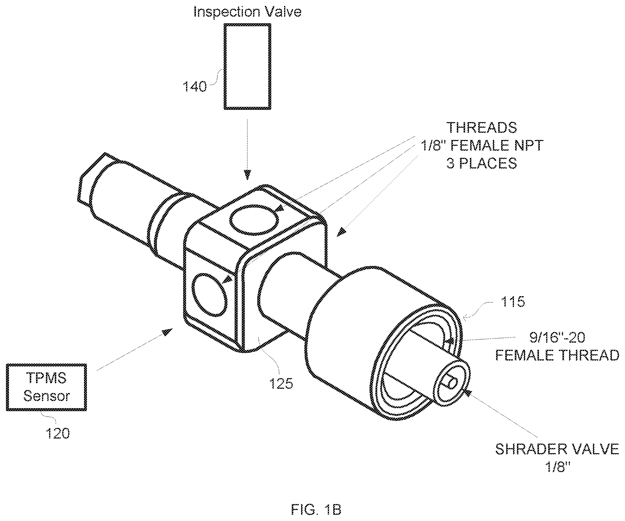 Patent US12576676 Figure 2 – Automatic tire inflation system hose with integrated TPMS sensor