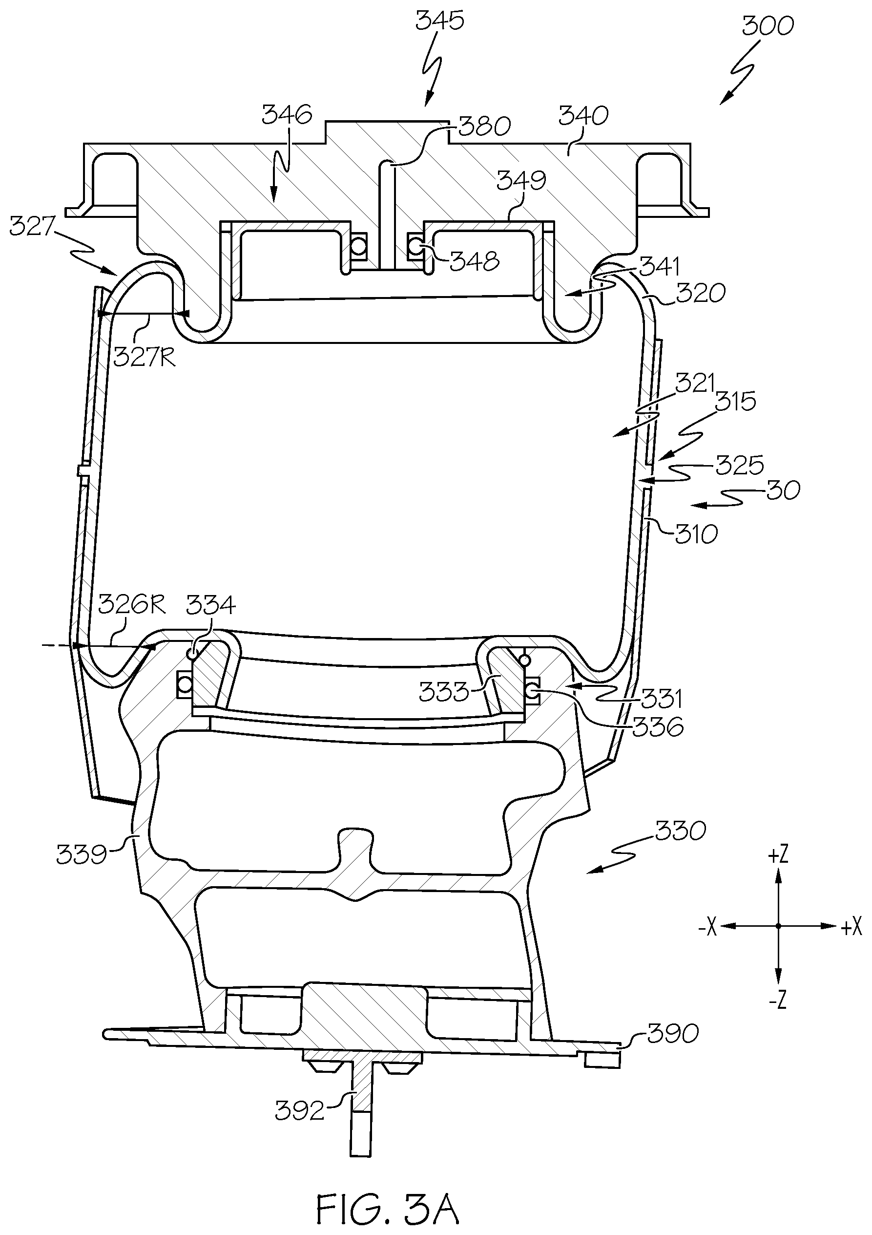 Patent US12576680 Figure 3 – Synthetic elastomeric air spring without reinforcing fibers