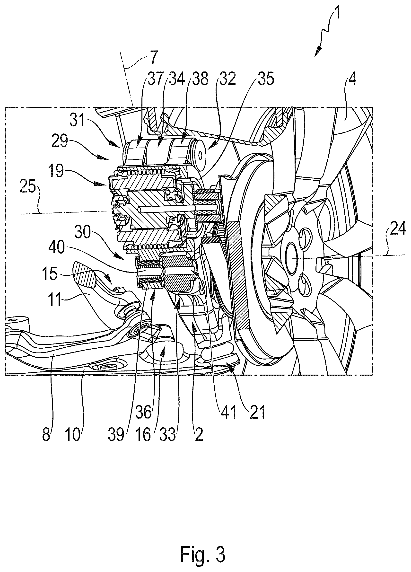 Patent US12576681 Figure 3 – Wheel suspension for a wheel of a vehicle