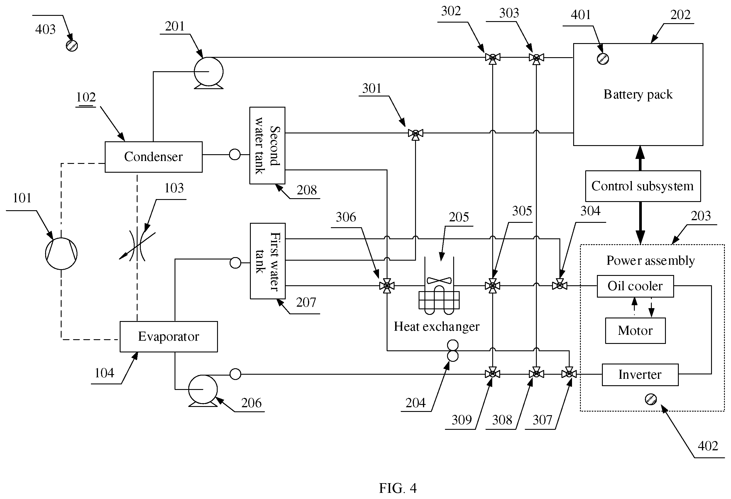 Patent US12576686 Figure 4 – Heat management system and electric vehicle