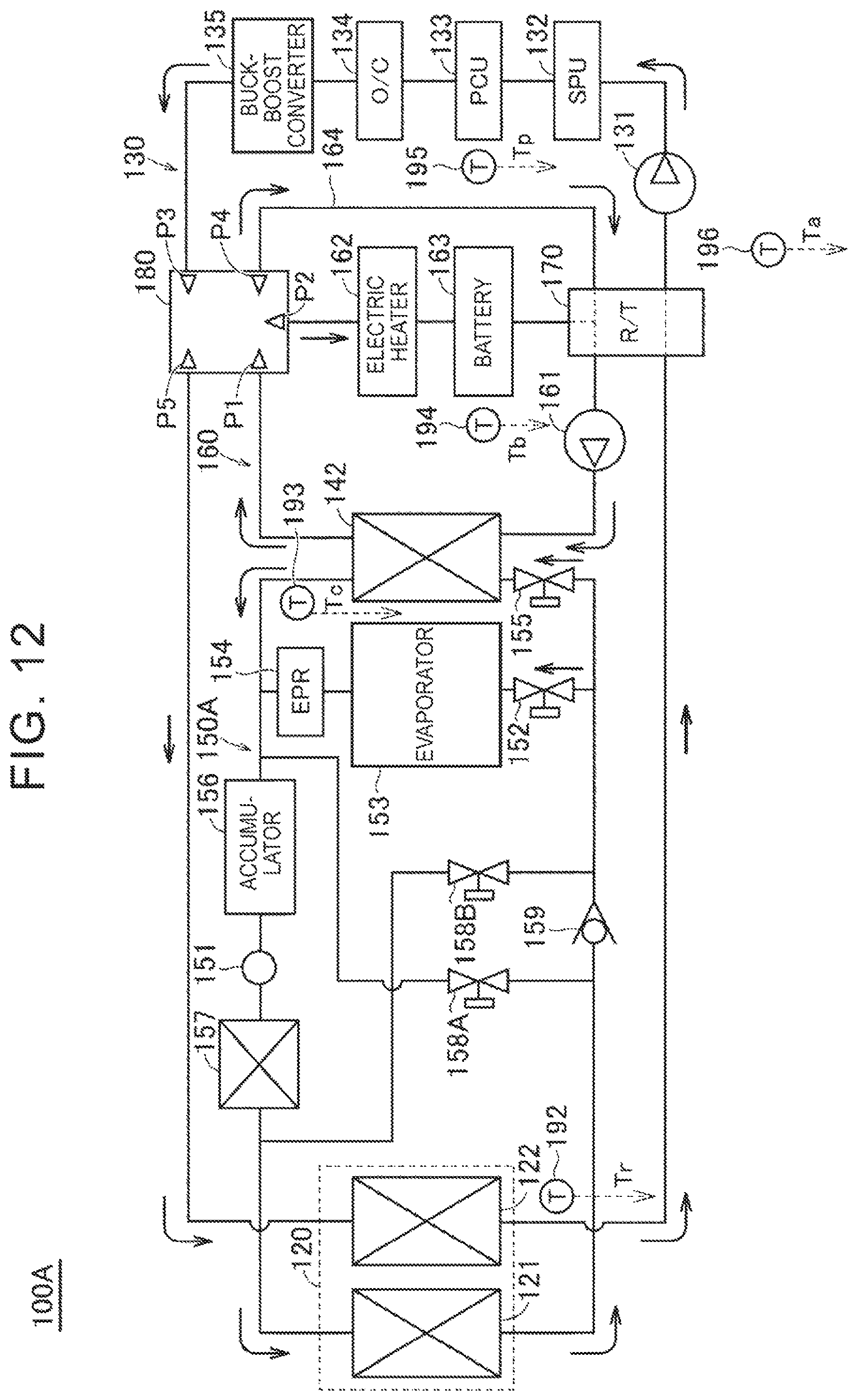Patent US12576687 Figure 12 – Thermal management system, vehicle including the same, and method for controlling thermal management circuit