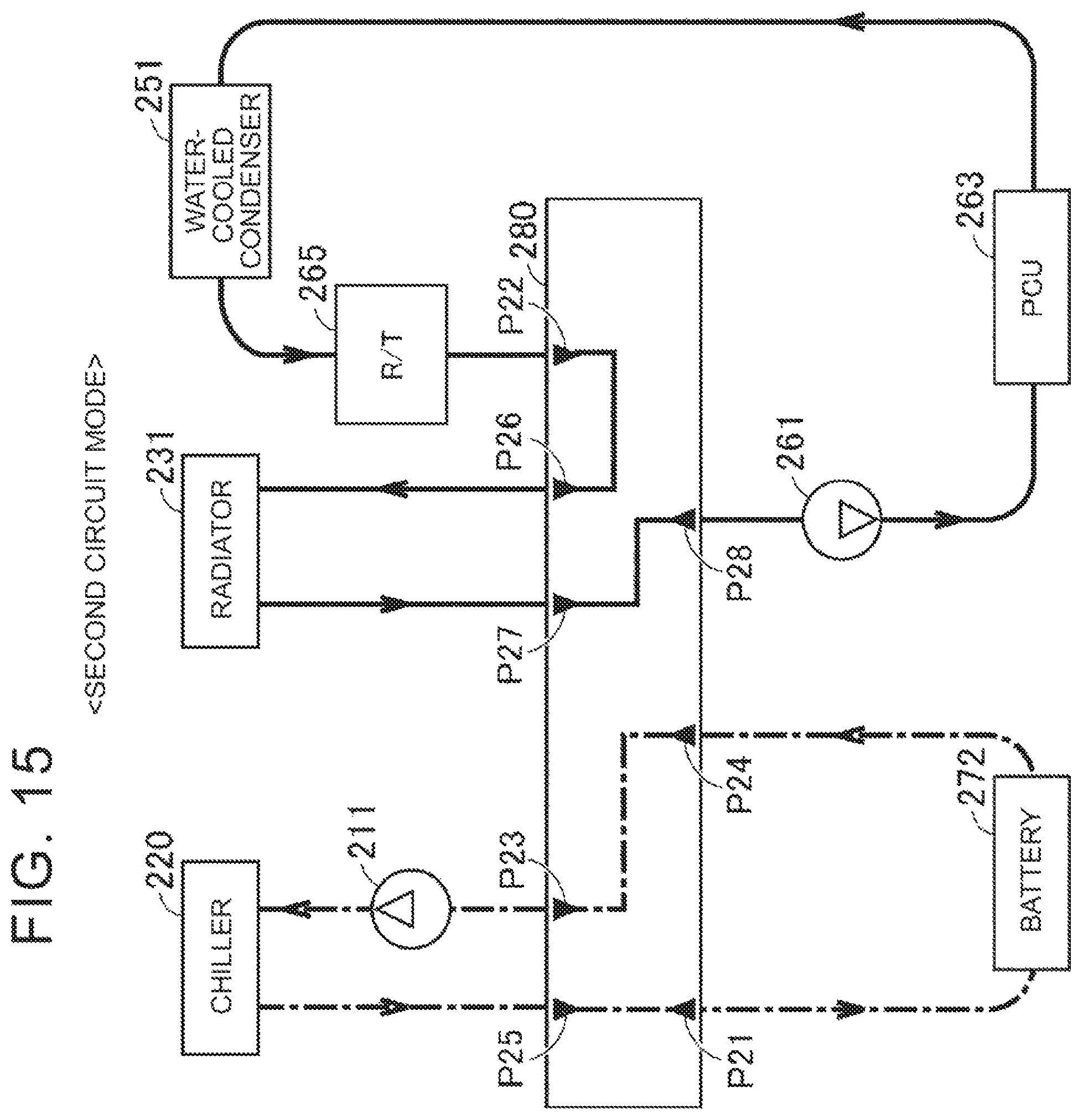 Patent US12576687 Figure 15 – Thermal management system, vehicle including the same, and method for controlling thermal management circuit