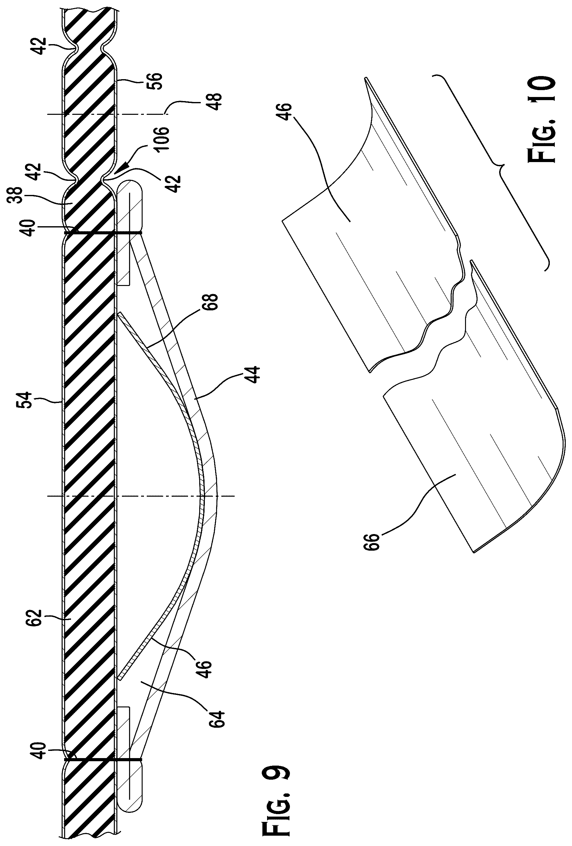 Patent US12576697 Figure 8 – Reinforcement element for sun shades, buckle resistant sun shades, sun shades for vehicles, and method of making same