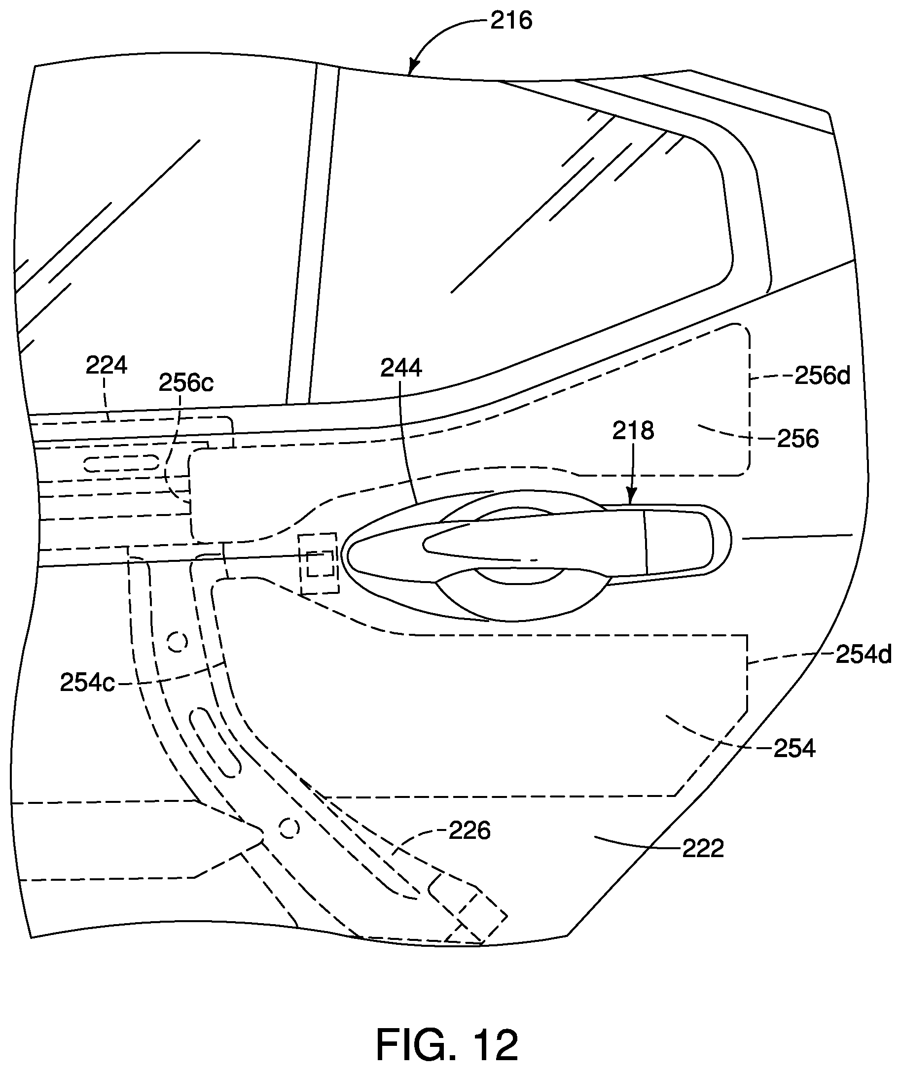 Patent US12576698 Figure 7 – Vehicle door assembly