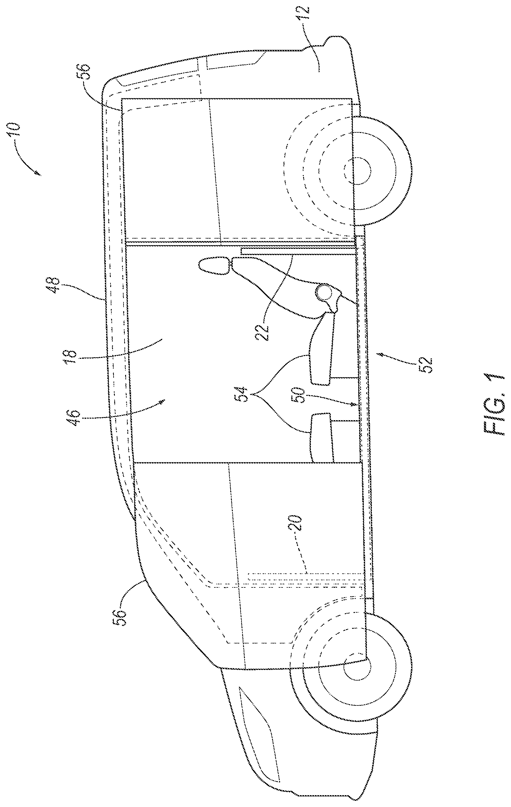 Patent US12576699 Figure 1 – Cable deployable across vehicle door opening
