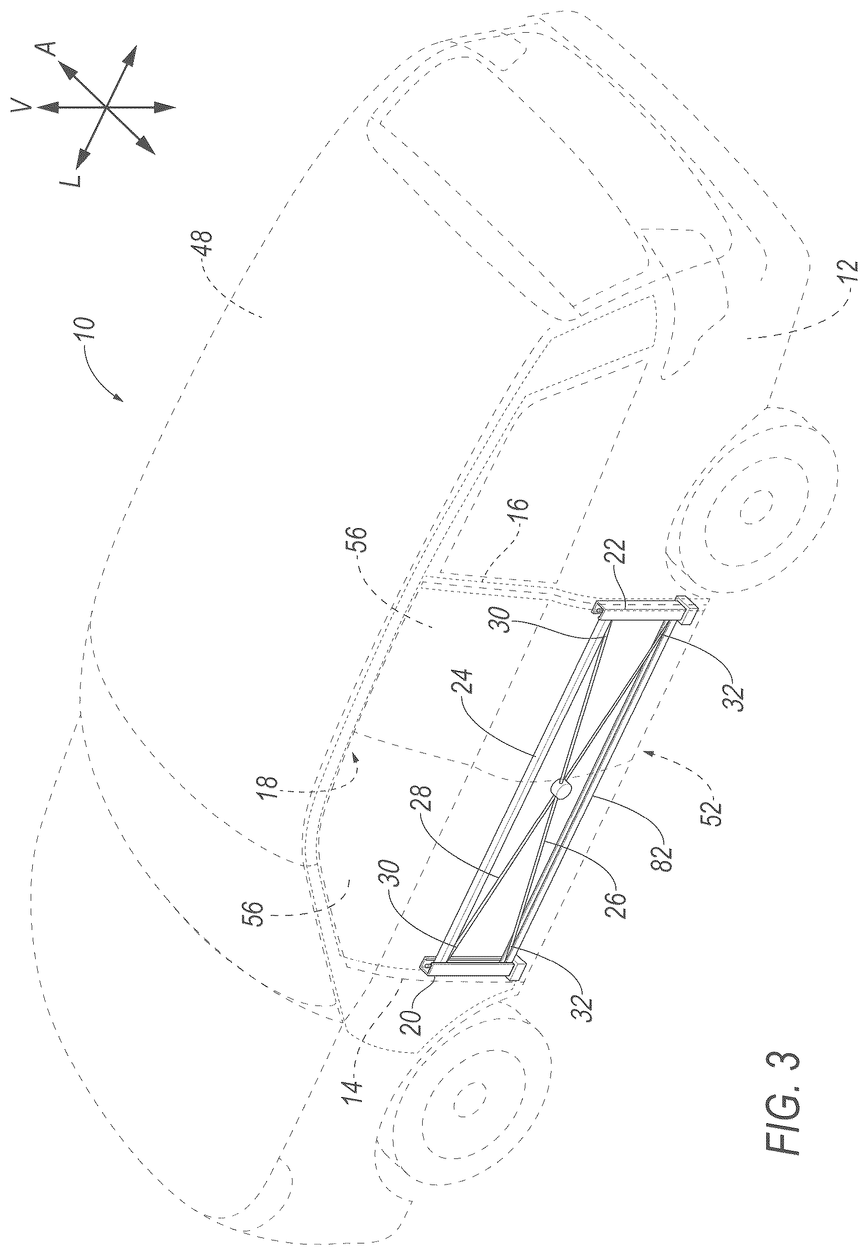 Patent US12576699 Figure 3 – Cable deployable across vehicle door opening