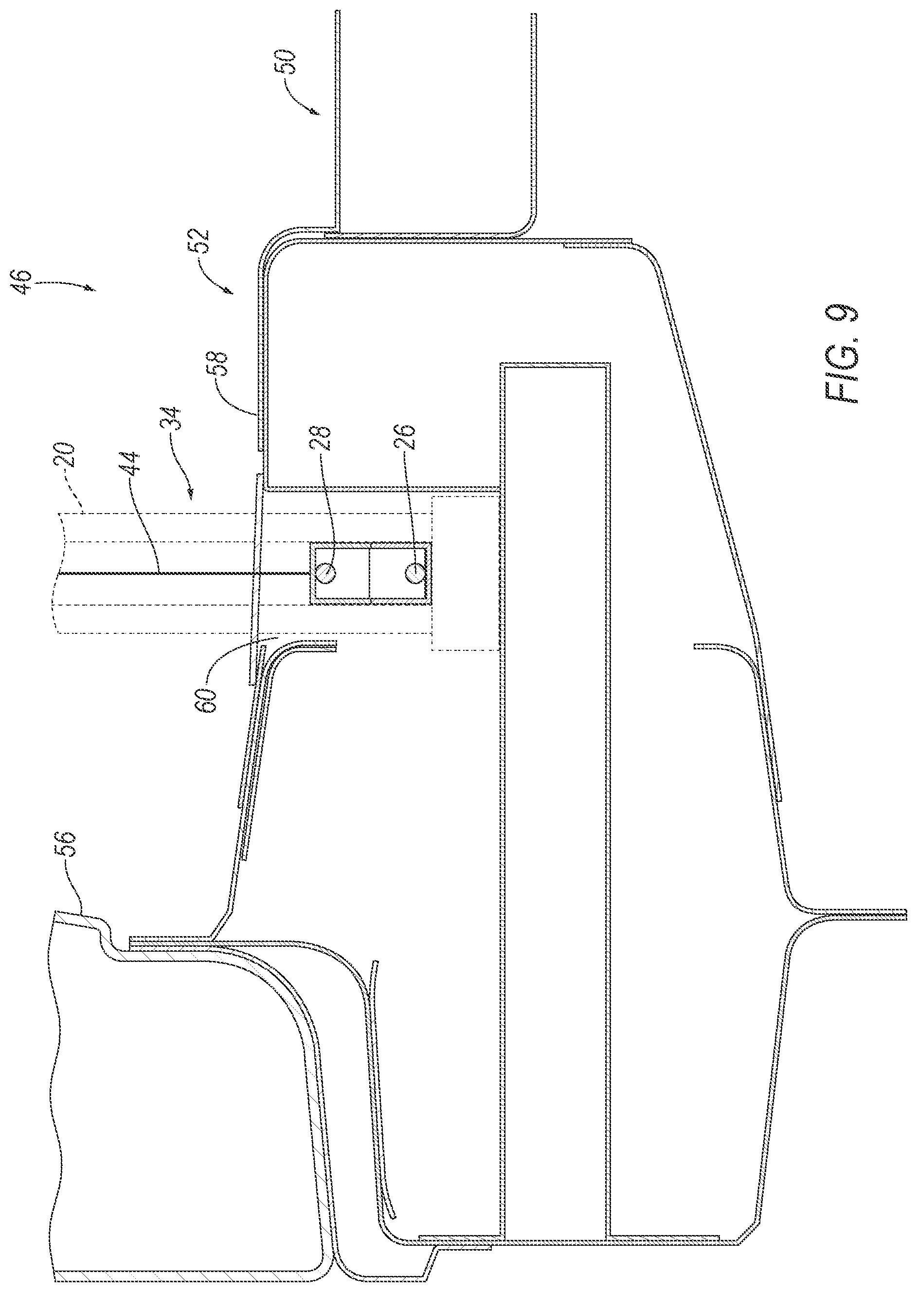 Patent US12576699 Figure 9 – Cable deployable across vehicle door opening