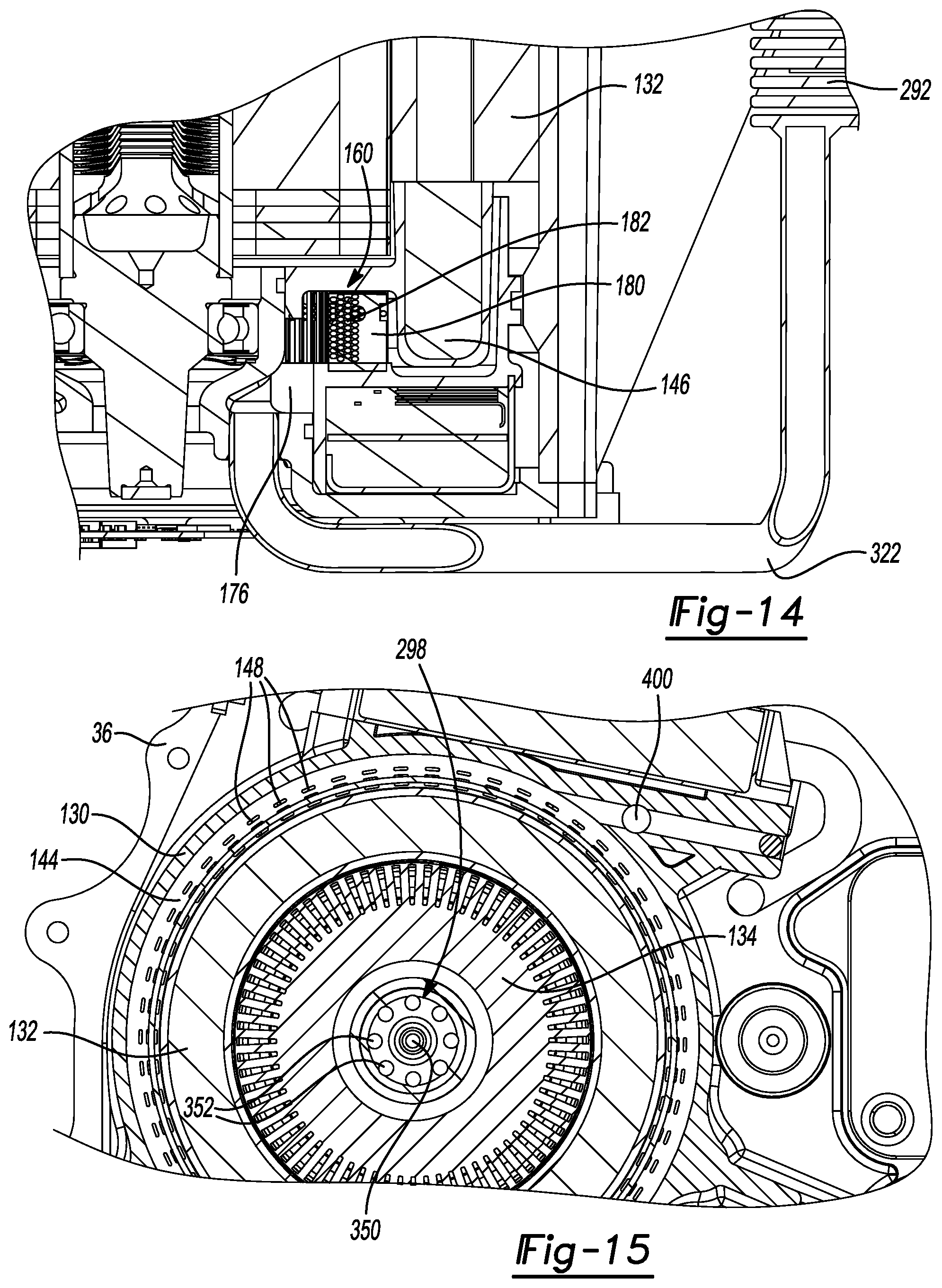 Patent US12576703 Figure 14 – Electric drive unit with motor assembly isolated from beaming loads transmitted through housing assembly