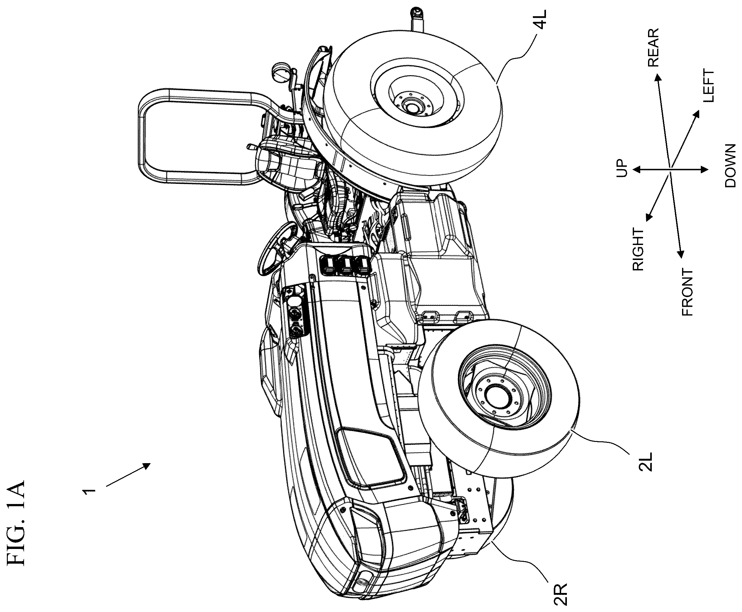 Patent US12576704 Figure 1 – Electric work vehicle