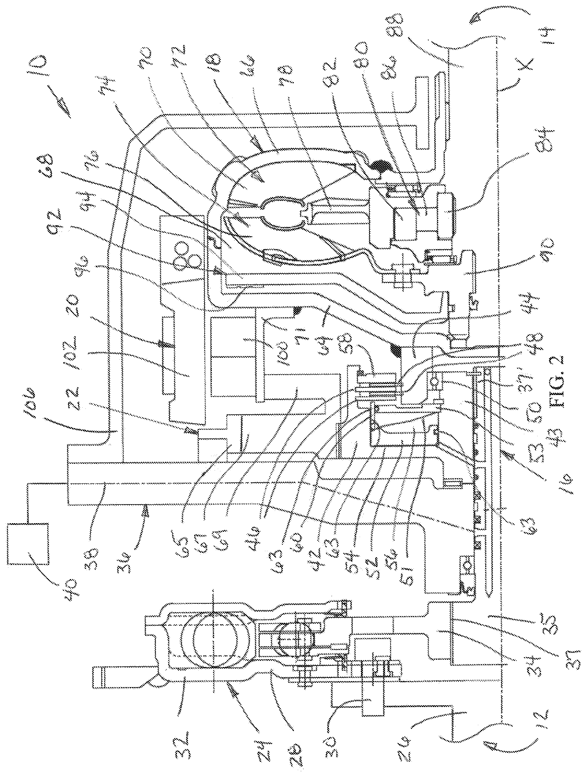 Patent US12576706 Figure 2 – Compact P2 hybrid architecture