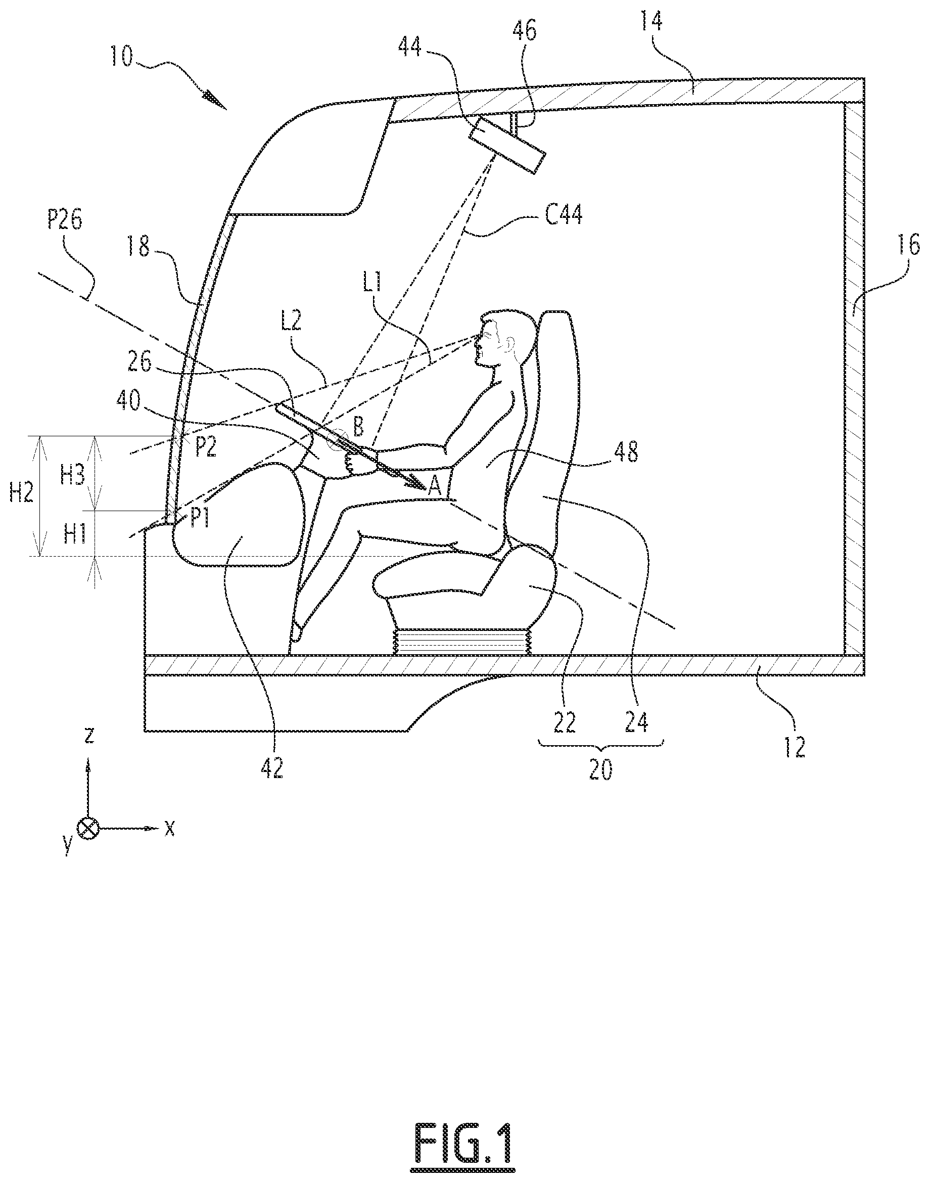 Patent US12576710 Figure 1 – Truck cabin