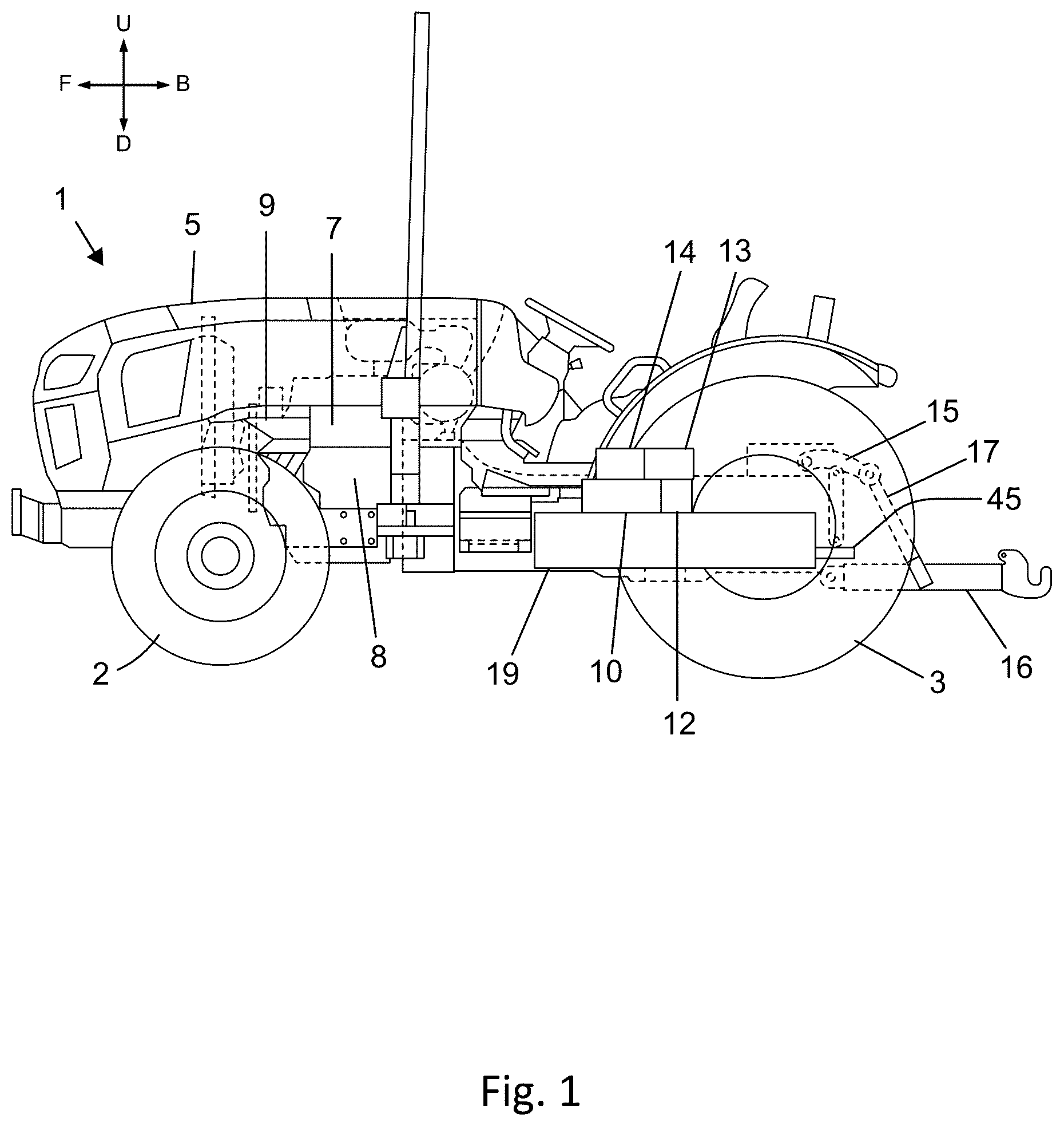 Patent US12576719 — Electric work vehicle and power take-off control method — Figure 1
