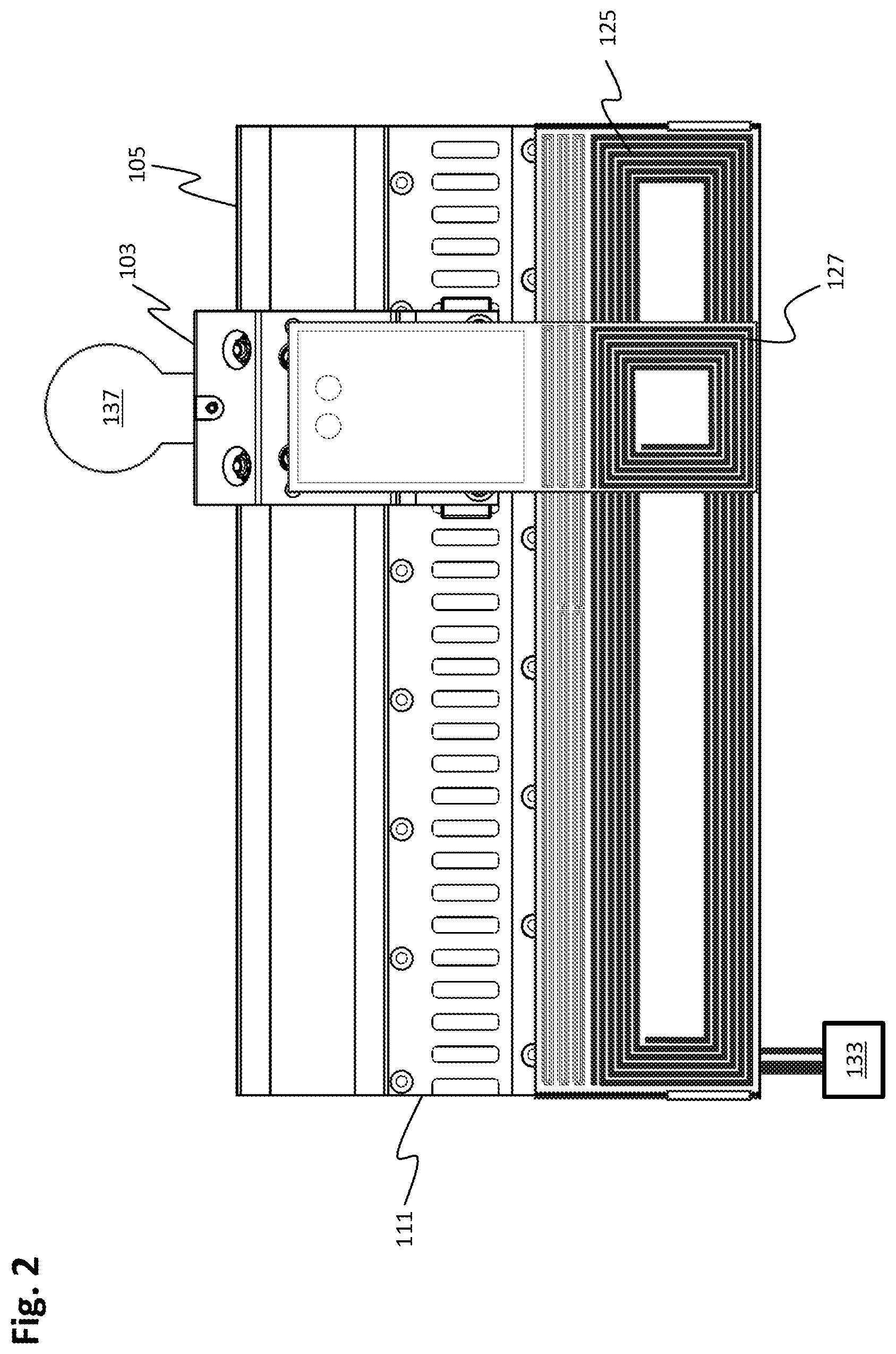Patent US12576722 Figure 2 – Energy transmission in a linear transport system