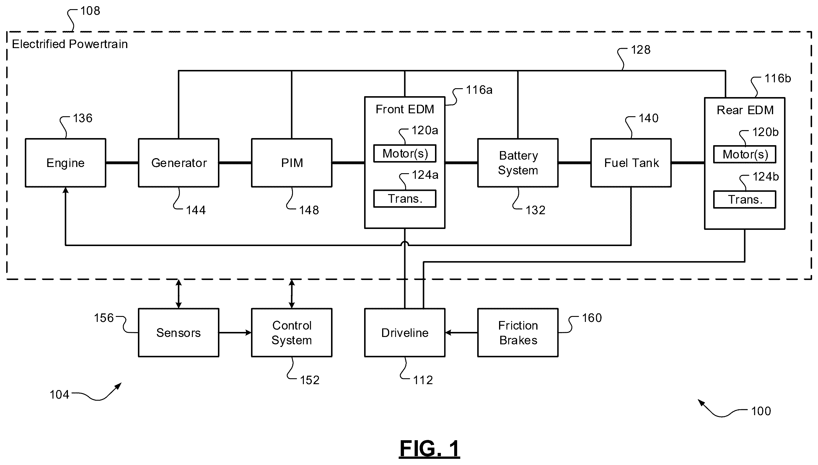 Patent US12576726 Figure 1 – Energy management in heavy duty trucks using inefficient motor operation